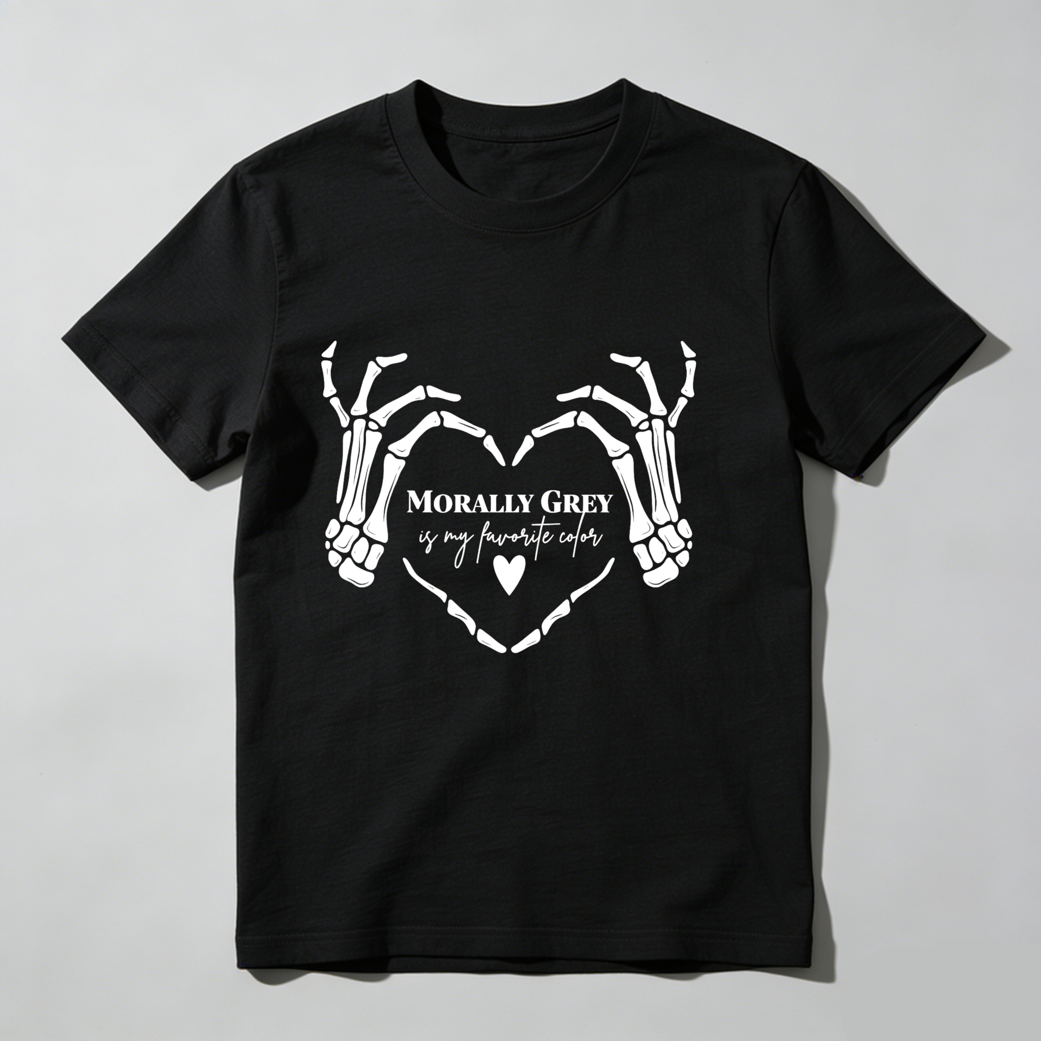 Dorawear Skeleton Hands Form Heart With Text T Shirt