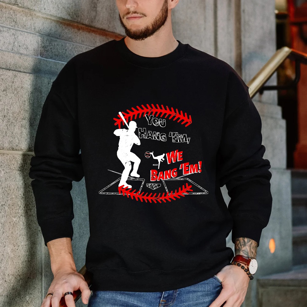 Dorawear™ Baseball Player And Pitcher With Text You Hang Em We Bang Em Unisex Classic Sweatshirt