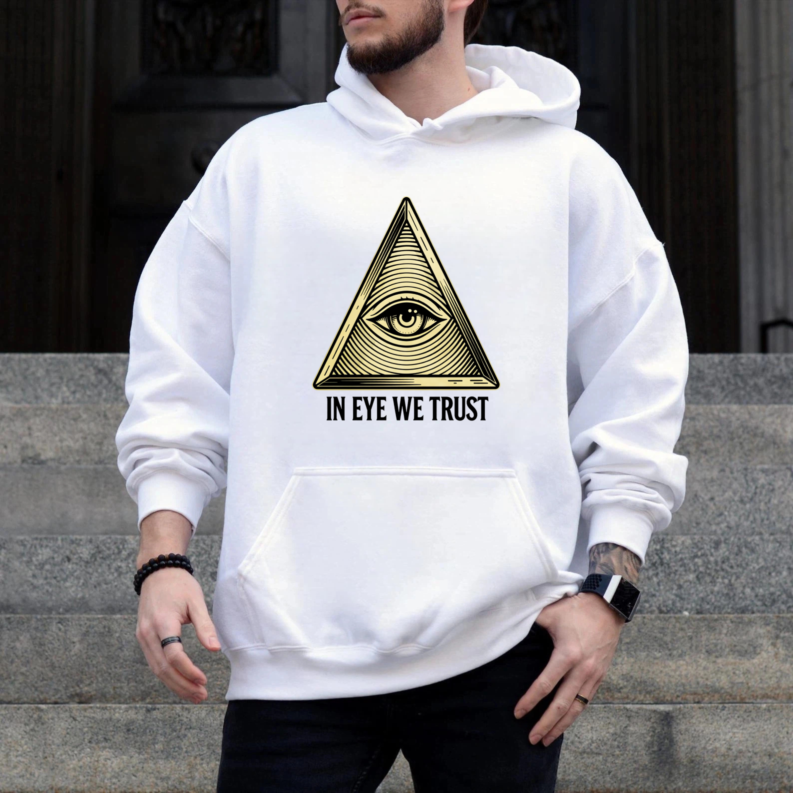 Dorawear™ All Seeing Eye Pyramid Hoodie In Eye We Trust Golden Symbol Sweatshirt Black Unisex Streetwear Fashion Apparel-Dorawear