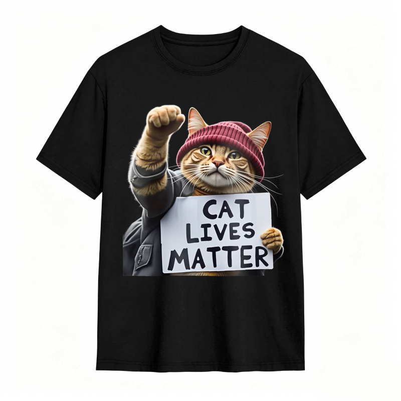 Cat Lives Matter Protest Cat tshirt 100% cotton