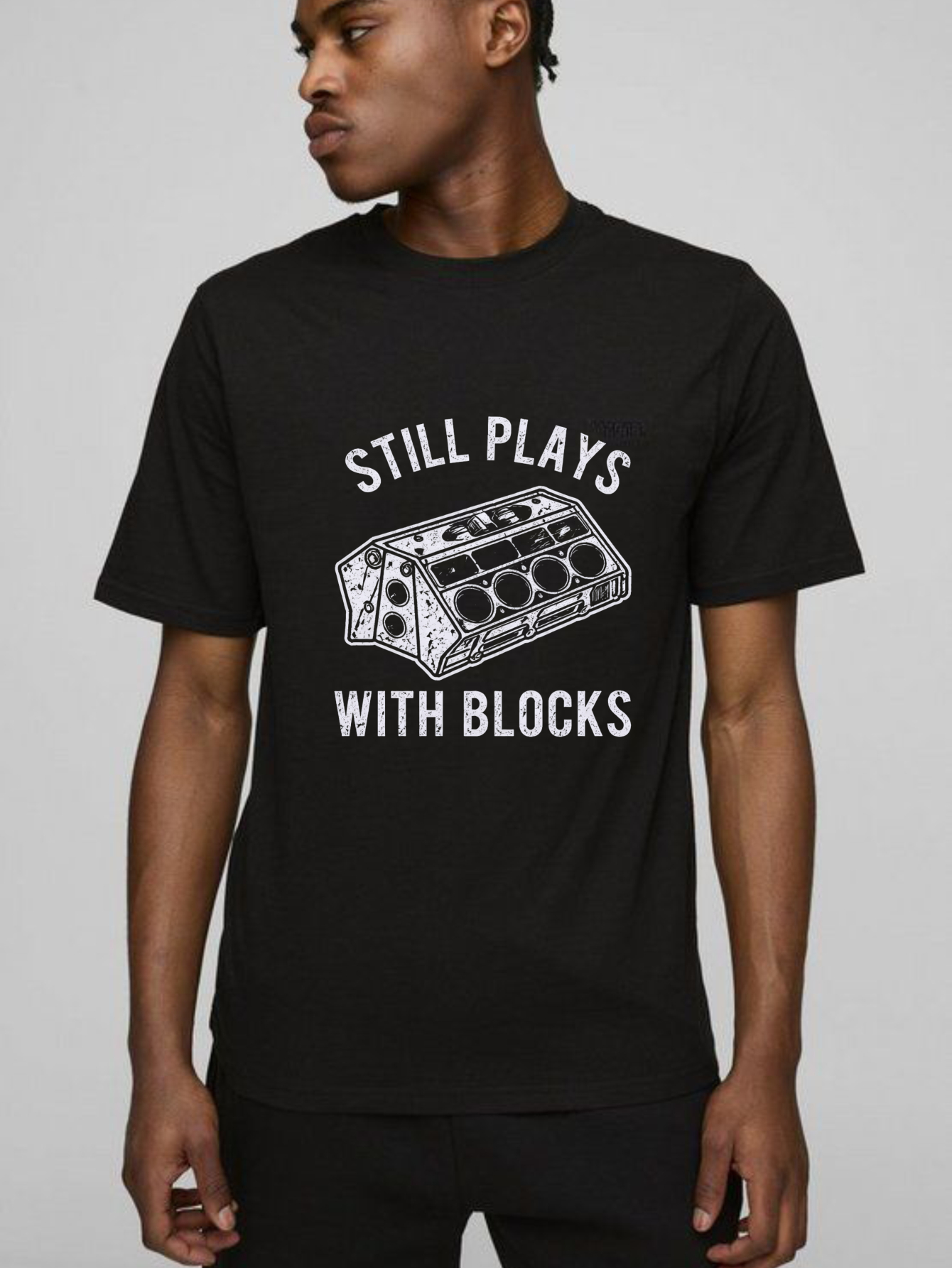 Dorawear™ Still Plays With Blocks Engine Print Pure Cotton Short Sleeve T-Shirt-Dorawear