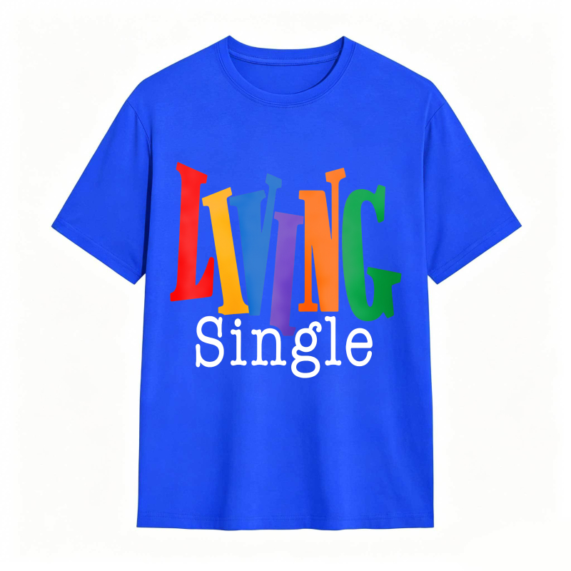 Living Single Bright Colored Lettering Graphic Cotton T-Shirt