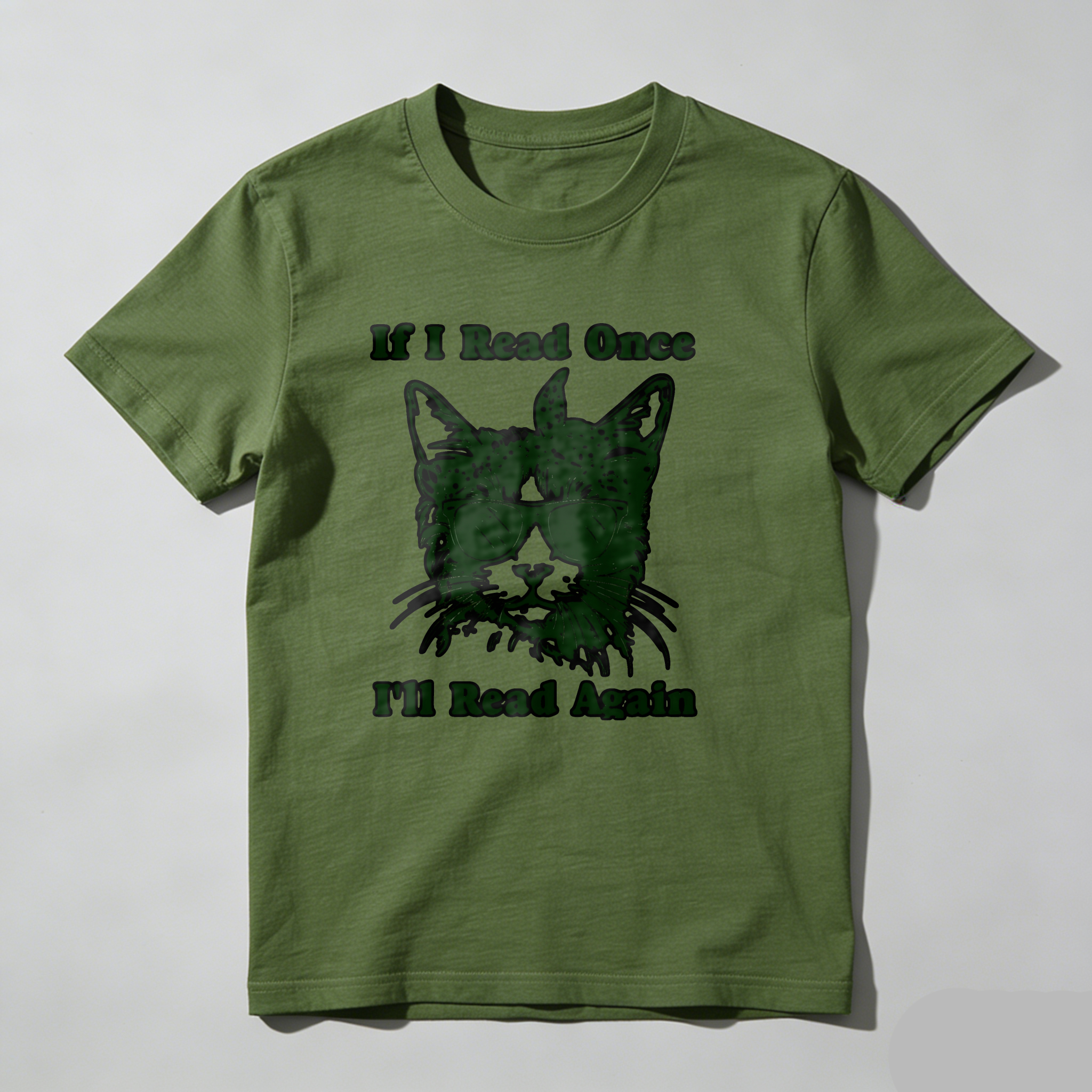 Dorawear™ If I Read Once I'll Read Again Cat With Glasses T Shirt