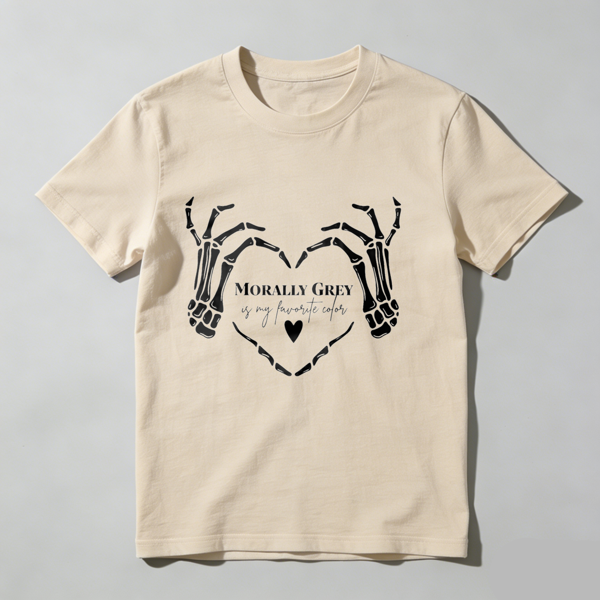Dorawear Skeleton Hands Form Heart With Text T Shirt