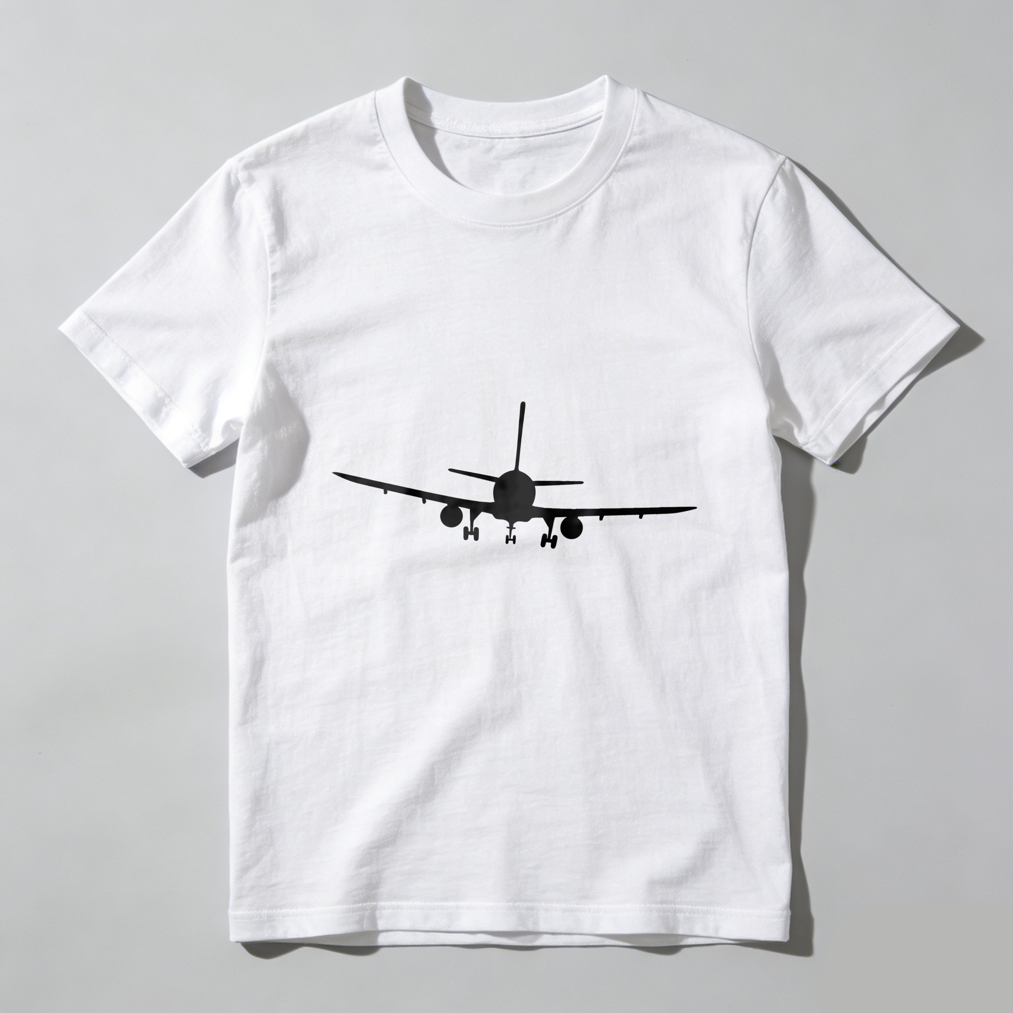 Dorawear™  White Airplane Front View Print T Shirt