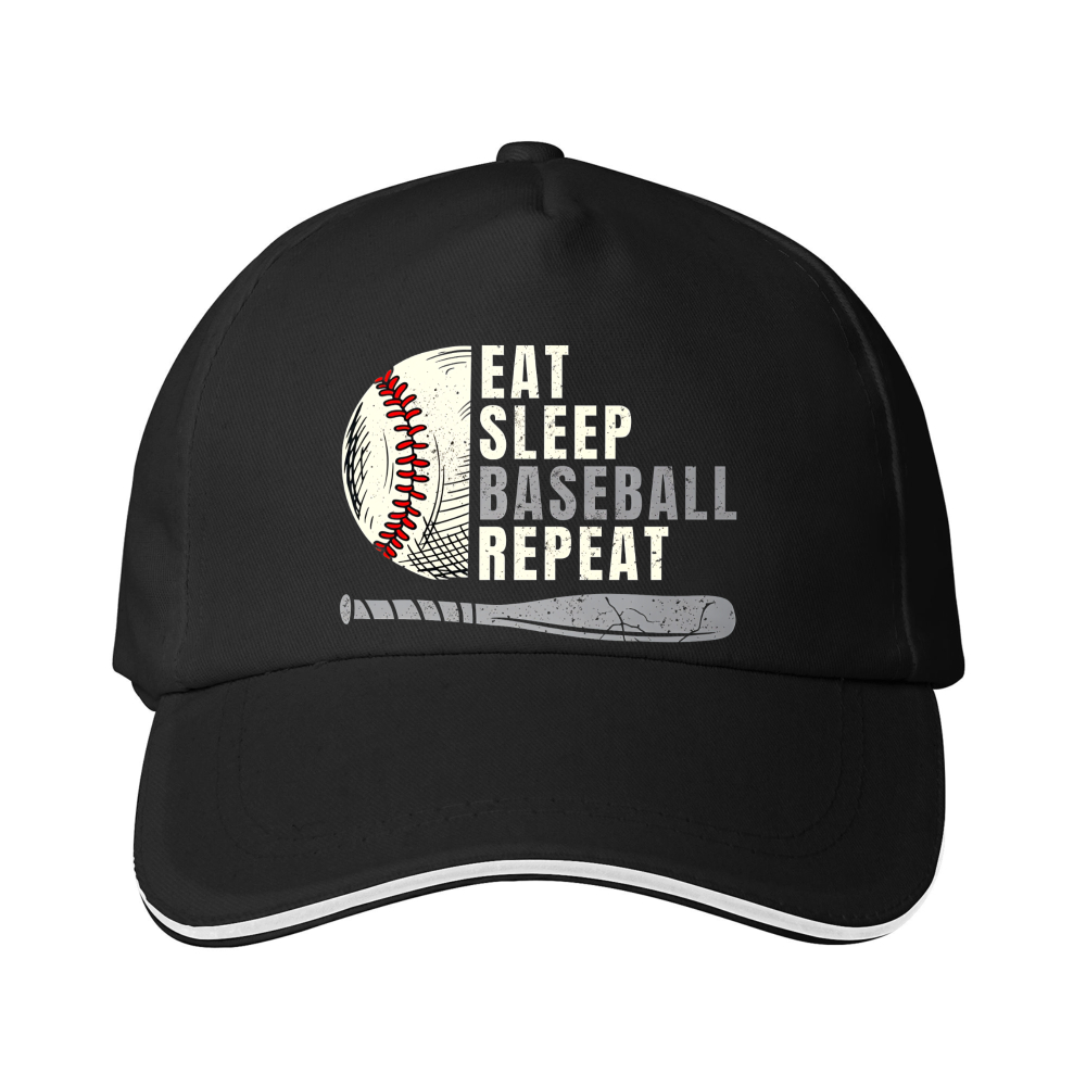Dorawear™ Baseball Cap Eat Sleep Baseball Repeat With Ball And Bat Design For Sports Fans