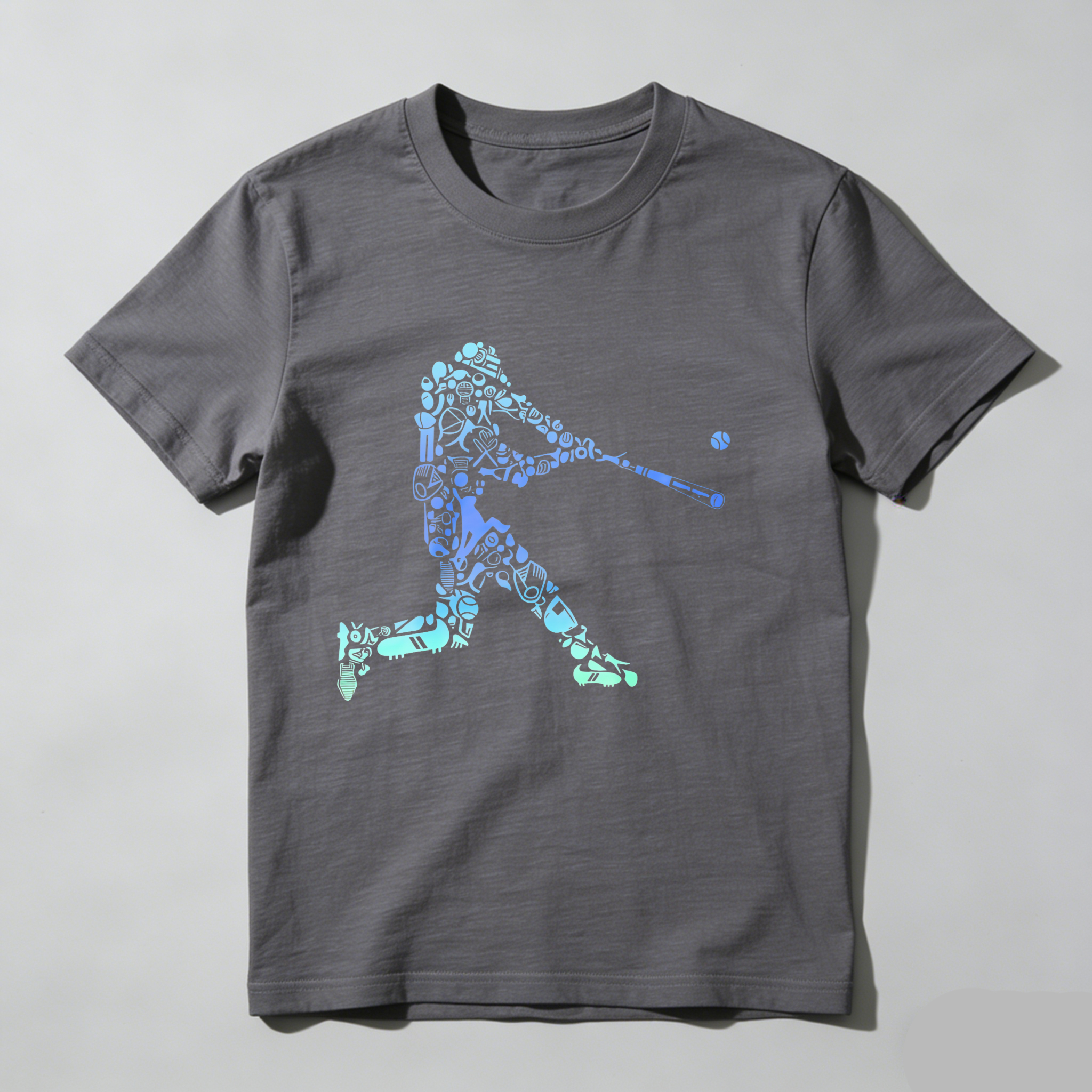 Dorawear™ Baseball Player Silhouette With Tools And Equipment  T Shirt