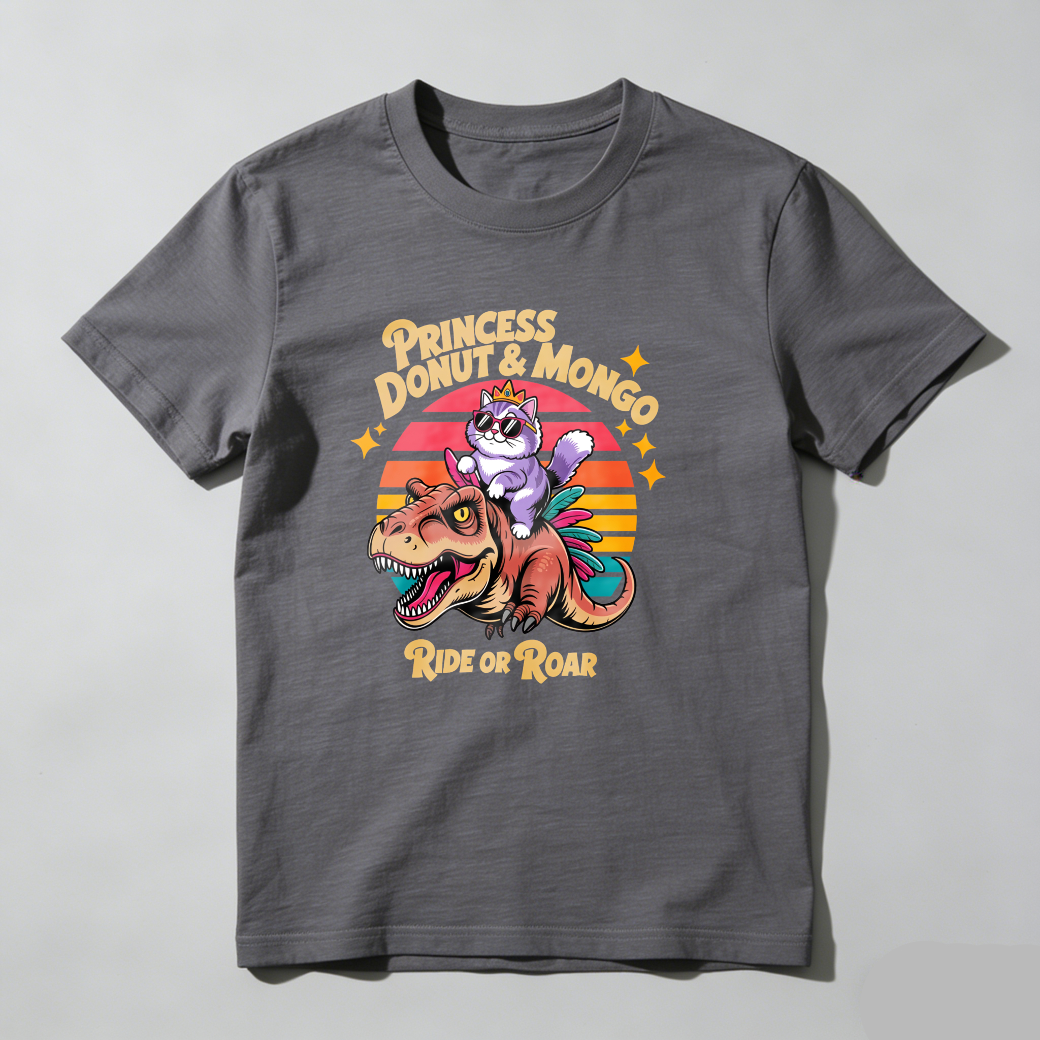 Dorawear™ Princess Donut Mongo Ride Or Roar Dinosaur Cat T Shirt