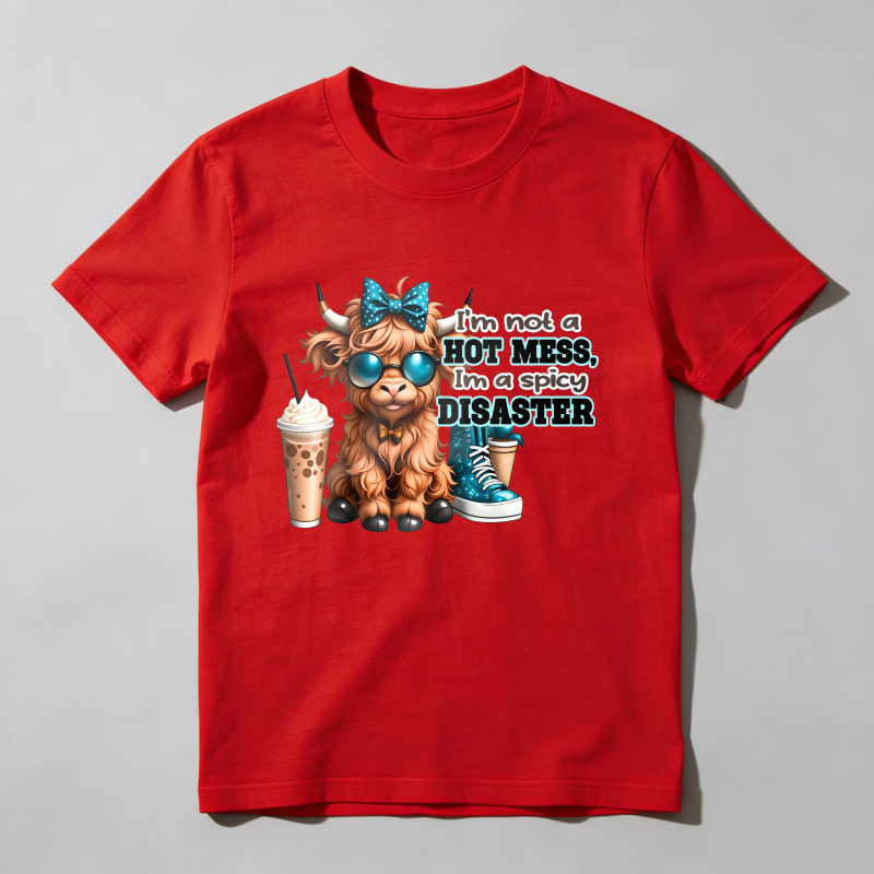Dorawear™ Cute Cow With Sunglasses And Coffee T Shirt 100% cotton