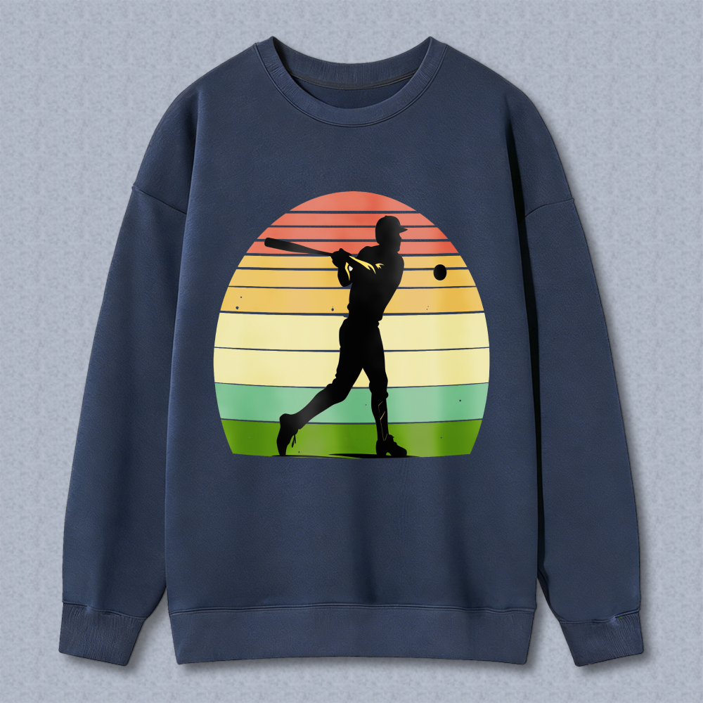 Dorawear™ Baseball Player Silhouette Sunset Gradient Design Unisex Classic Sweatshirt