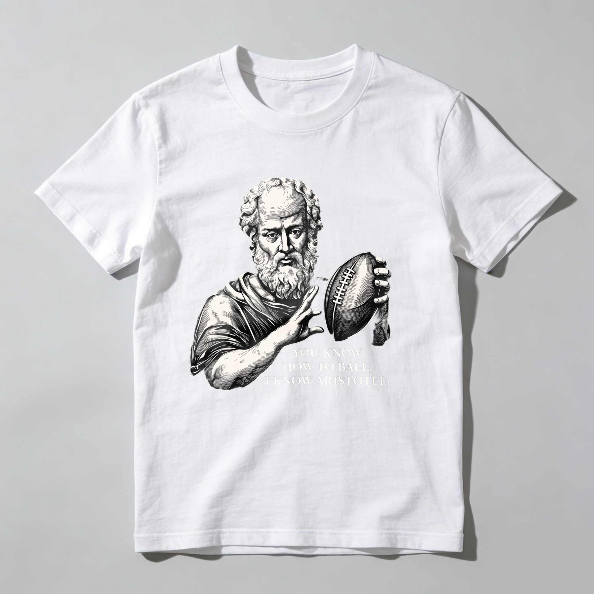 Dorawear™Aristotle Holding Football With Text T Shirt