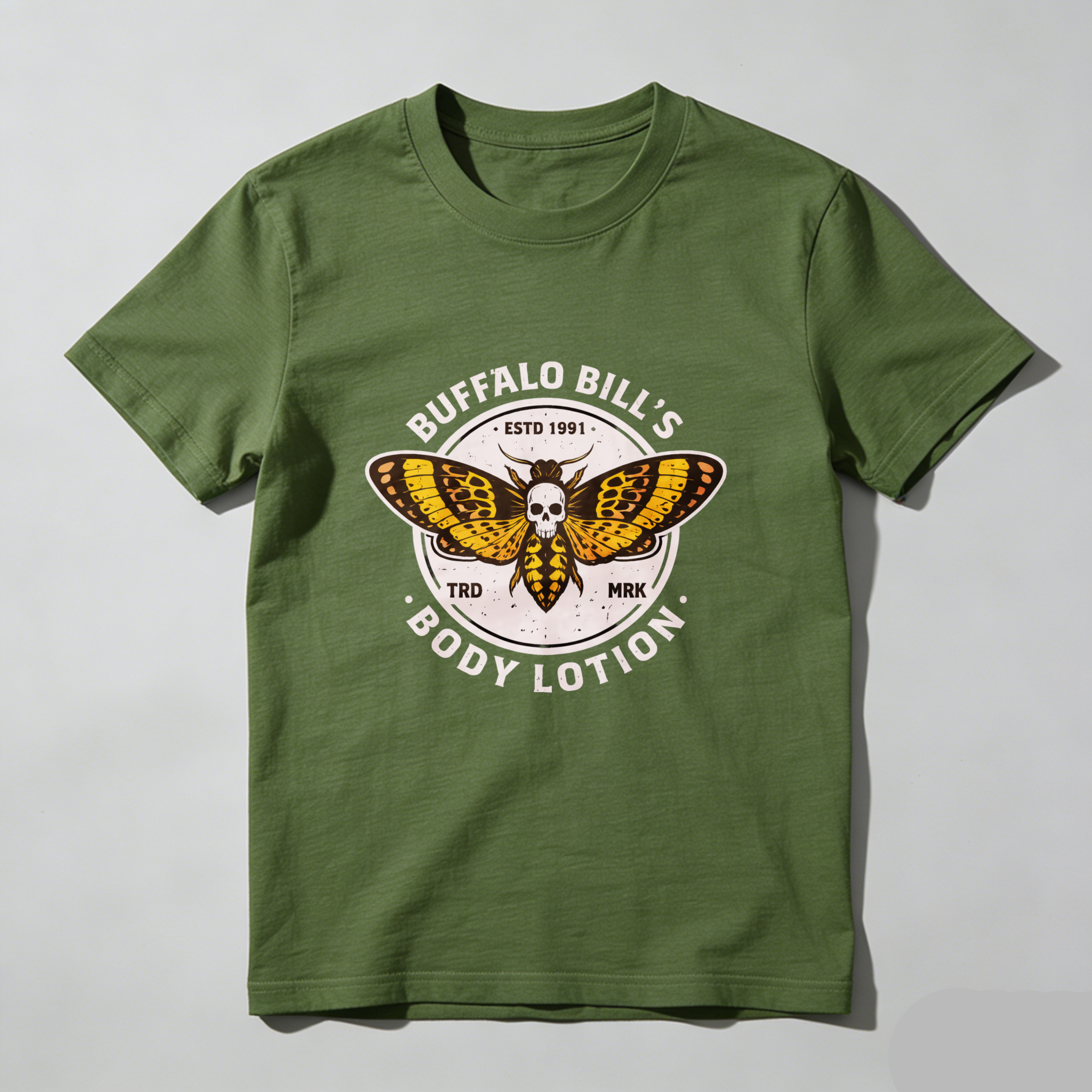 Dorawear™ Buffalo Bills Body Lotion Moth Skull Pure Cotton Short Sleeve T Shirt-Dorawear