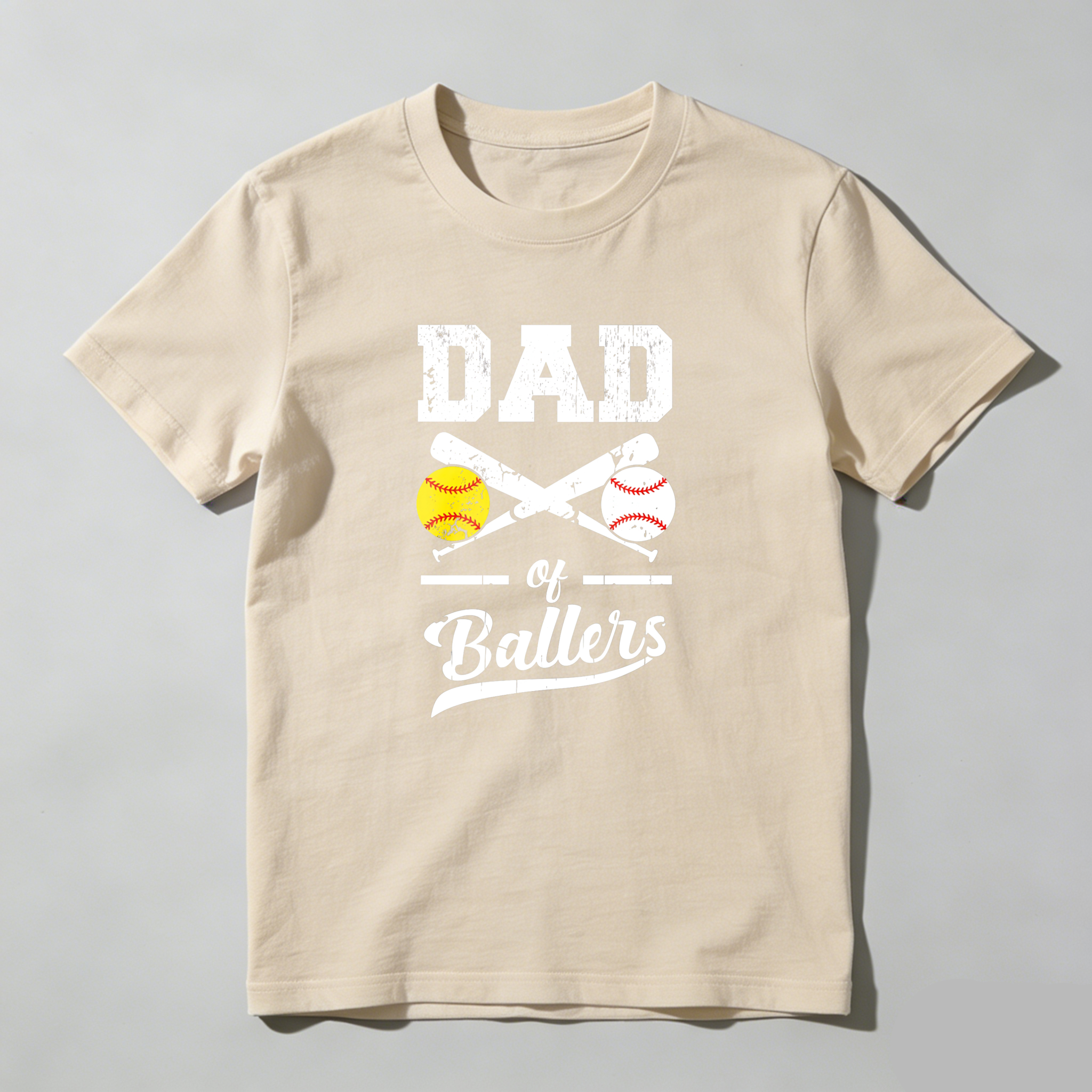Dorawear™ Dad Of Ballers With Baseball And Softball  T Shirt-Dorawear