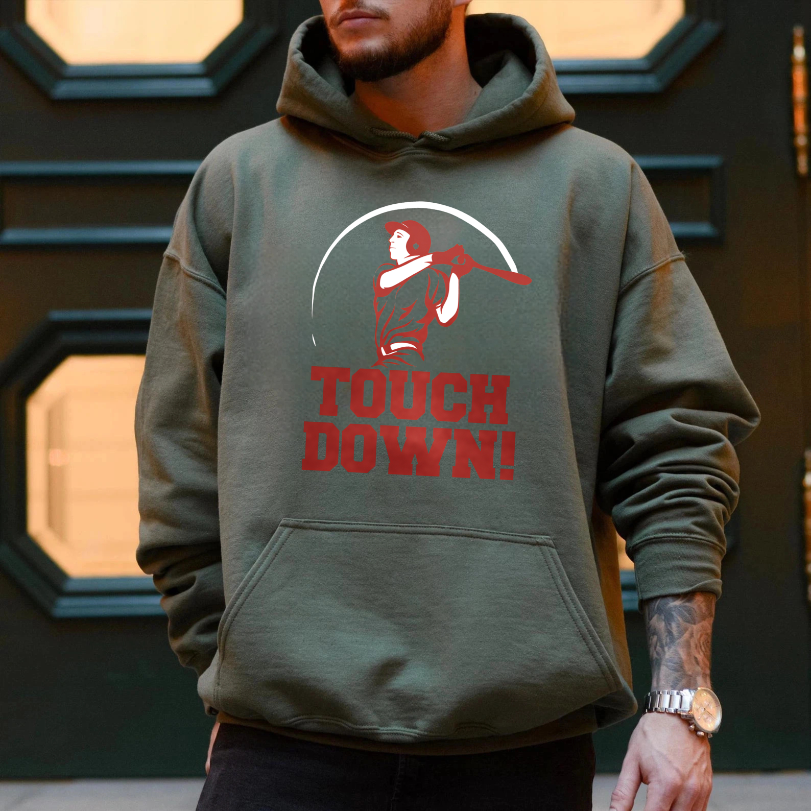 Dorawear™ Touch Down Baseball Player Hoodie Sport Design Sweatshirt Unisex Casual Wear-Dorawear