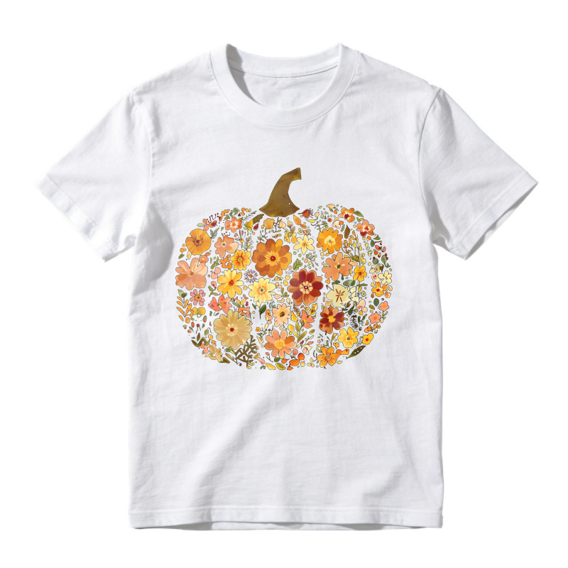 Autumn Floral Pumpkin, Unisex Classic T-shirt