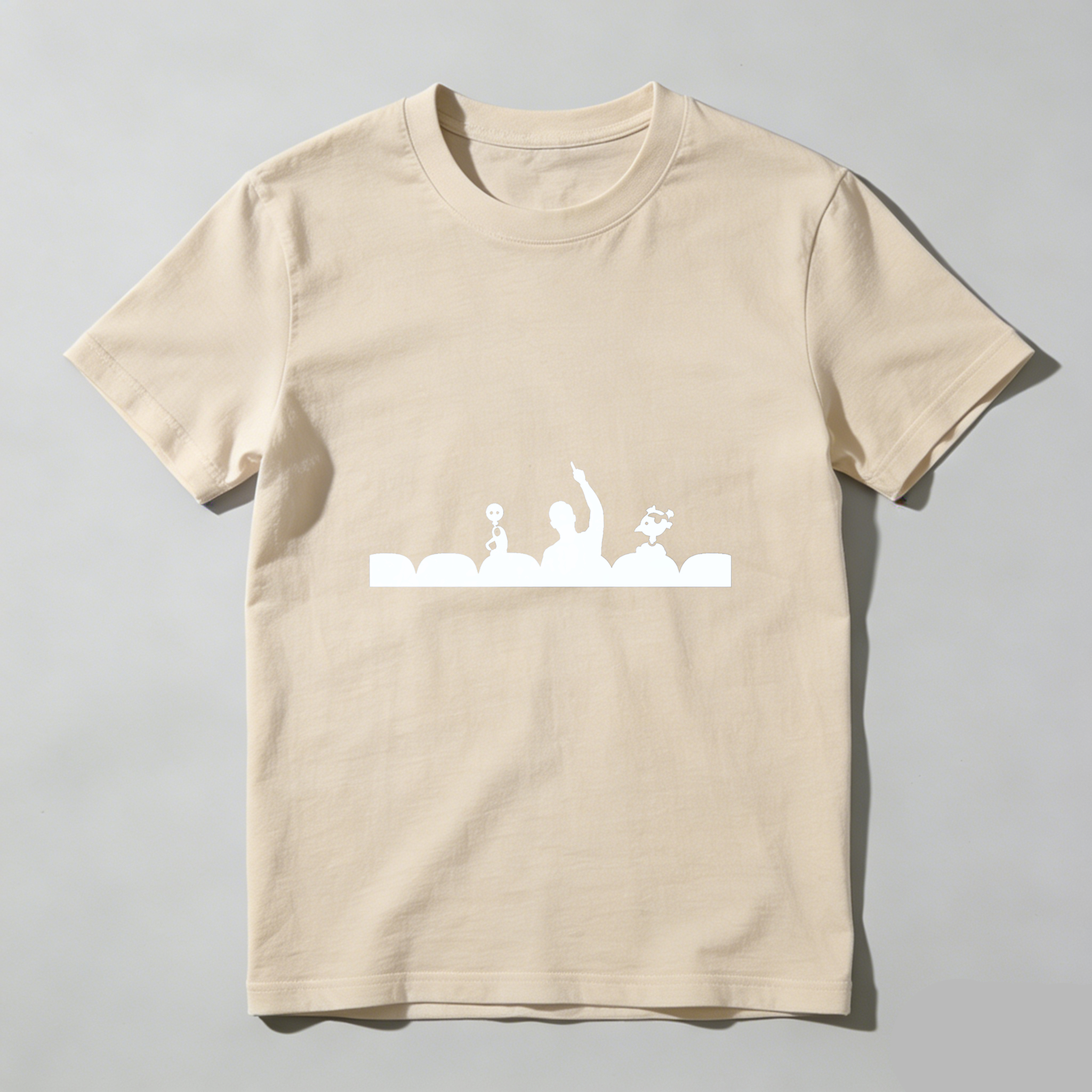 Dorawear™ Dancing Silhouettes White Print Pure Cotton Short Sleeve T Shirt-Dorawear