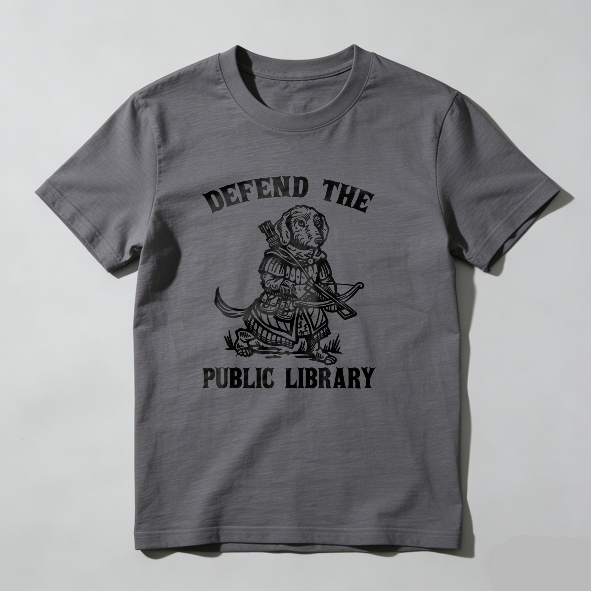 Dorawear™ Defend The Public Library Dog With Sword T Shirt