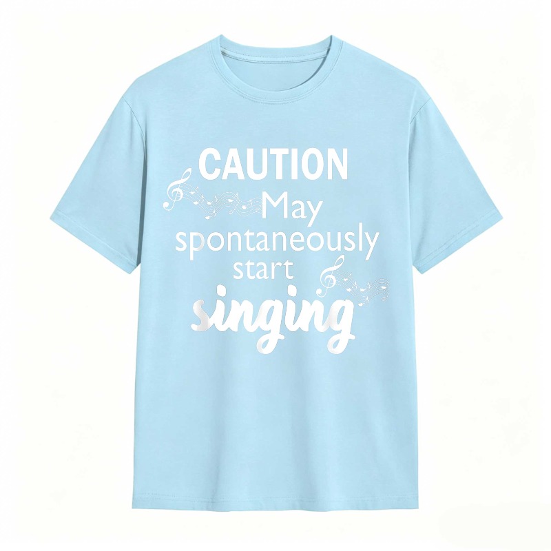 Dorawear™   Caution May Spontaneously Start Singing Music Notes Design T-shirt