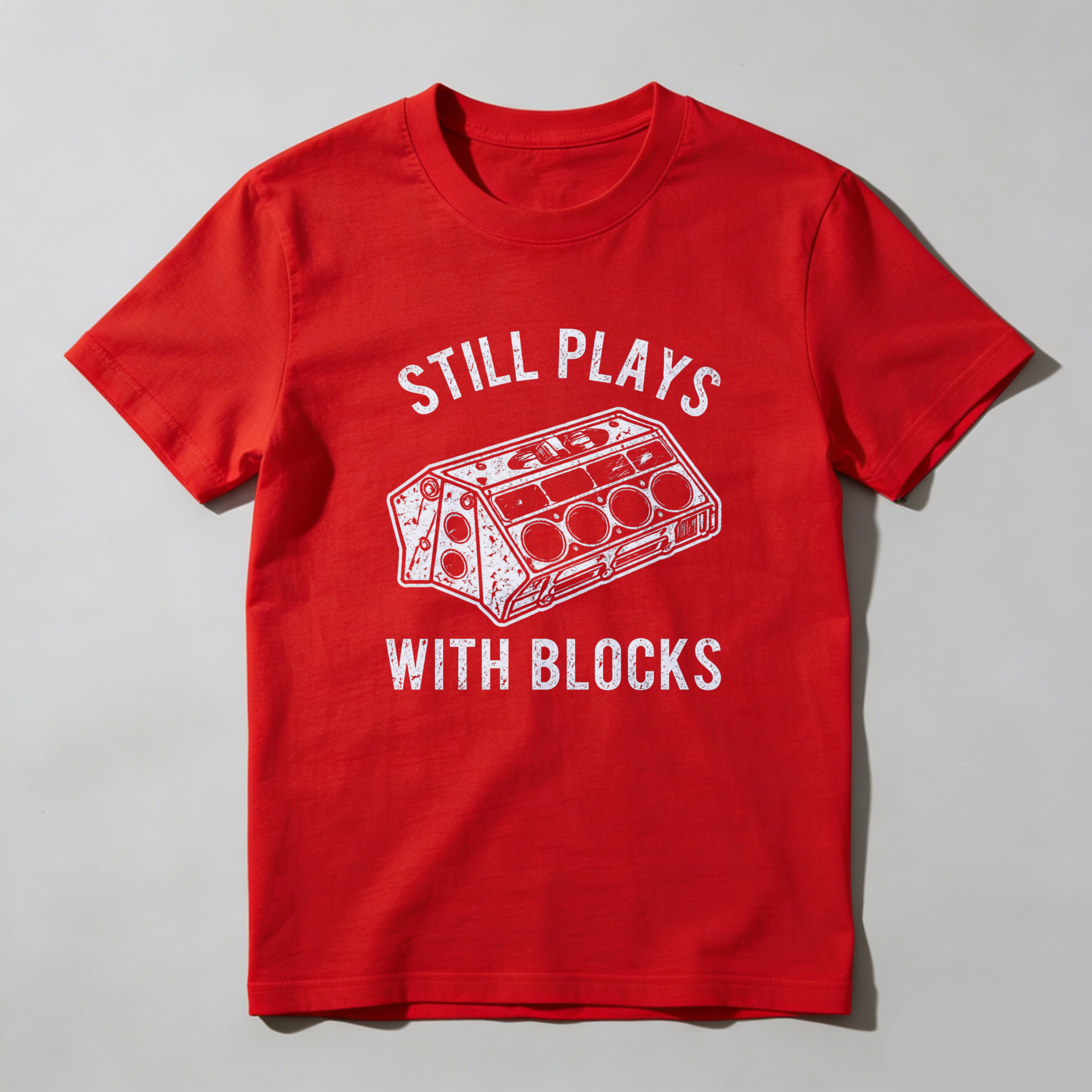 Dorawear™ Still Plays With Blocks Engine Print Pure Cotton Short Sleeve T-Shirt-Dorawear