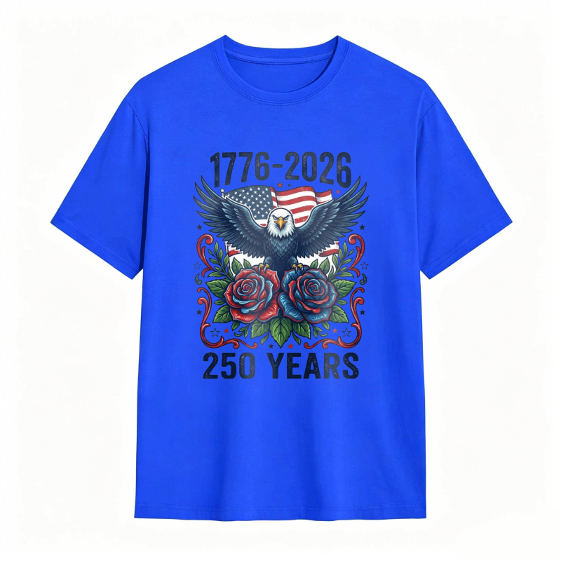 American Eagle With Roses And Flag 1776 2026 250 Years T-shirt
