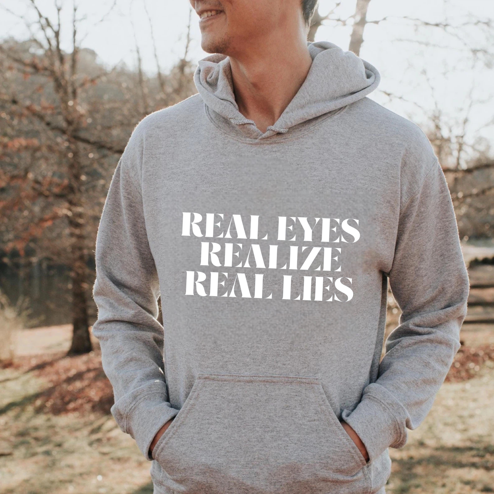 Dorawear™ Real Eyes Realize Real Lies Hoodie Black Sweatshirt With Pocket And Drawstring Hood For Men Women Unisex Casual Wear Streetwear Fashion Top-Dorawear