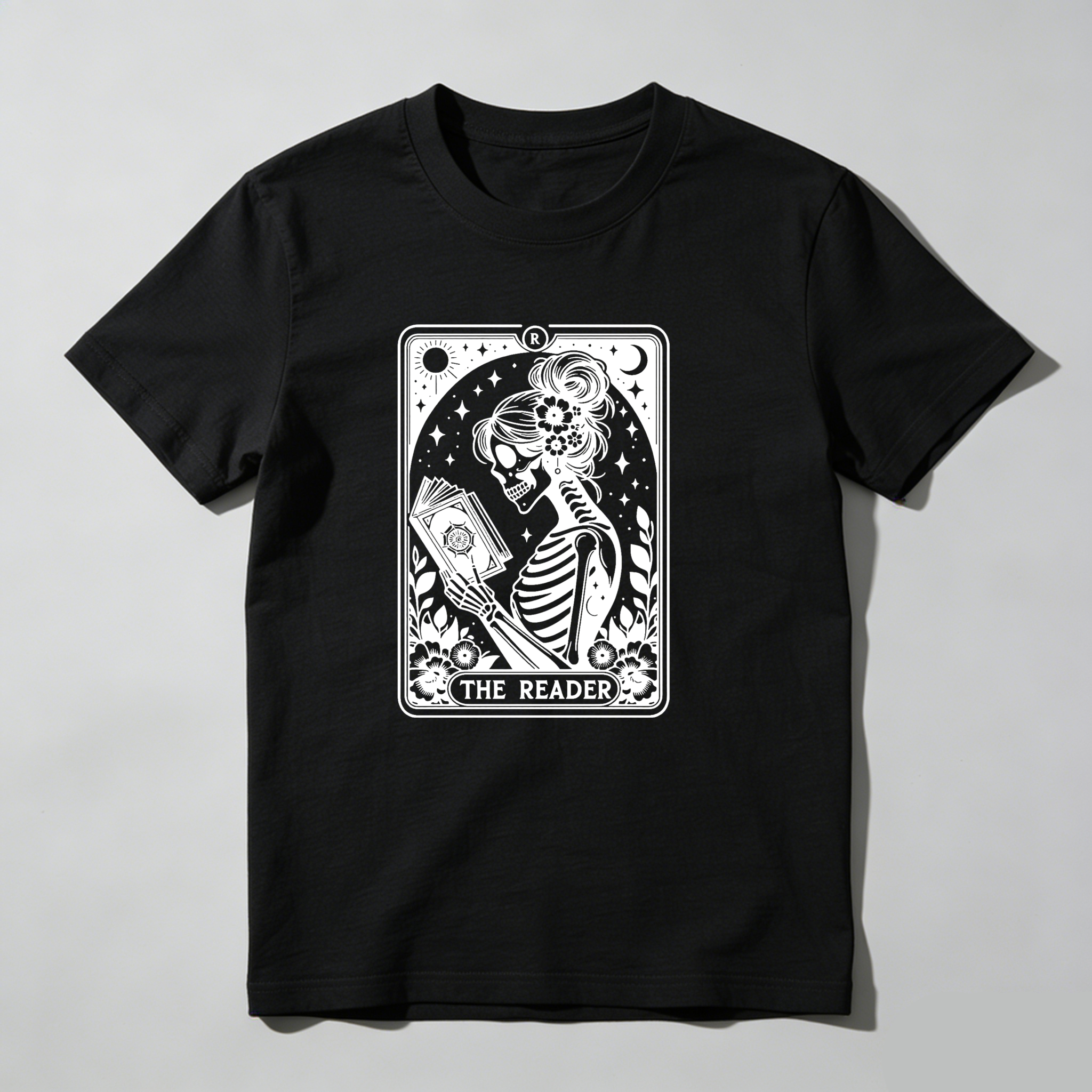 Dorawear The Reader Tarot Card Skeleton Reading T Shirt (1)