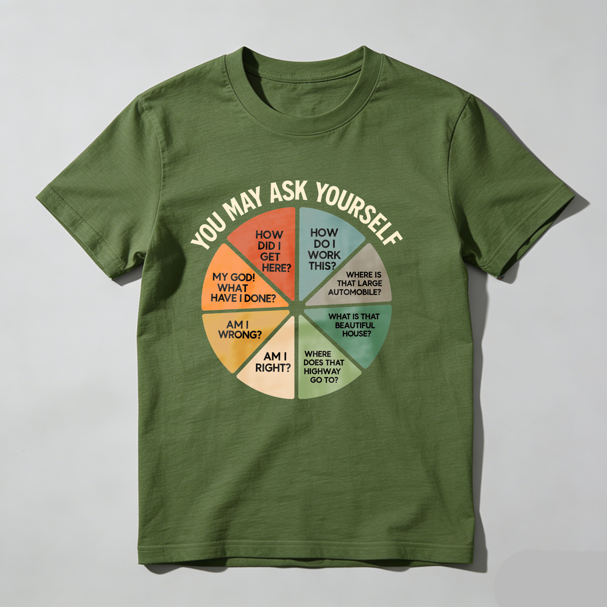Dorawear™ You May Ask Yourself Wheel Of Questions T Shirt