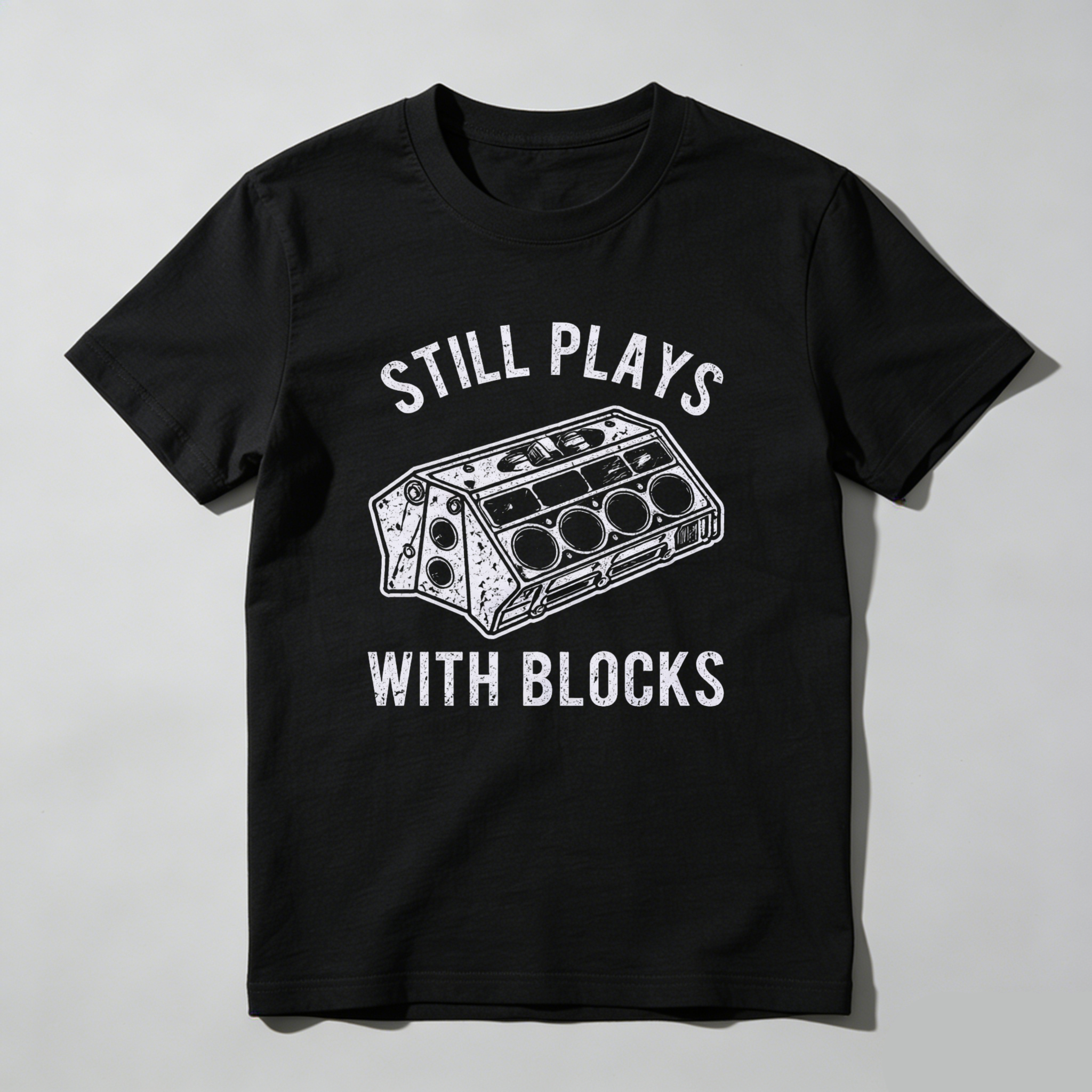 Dorawear™ Still Plays With Blocks Engine Print Pure Cotton Short Sleeve T-Shirt-Dorawear
