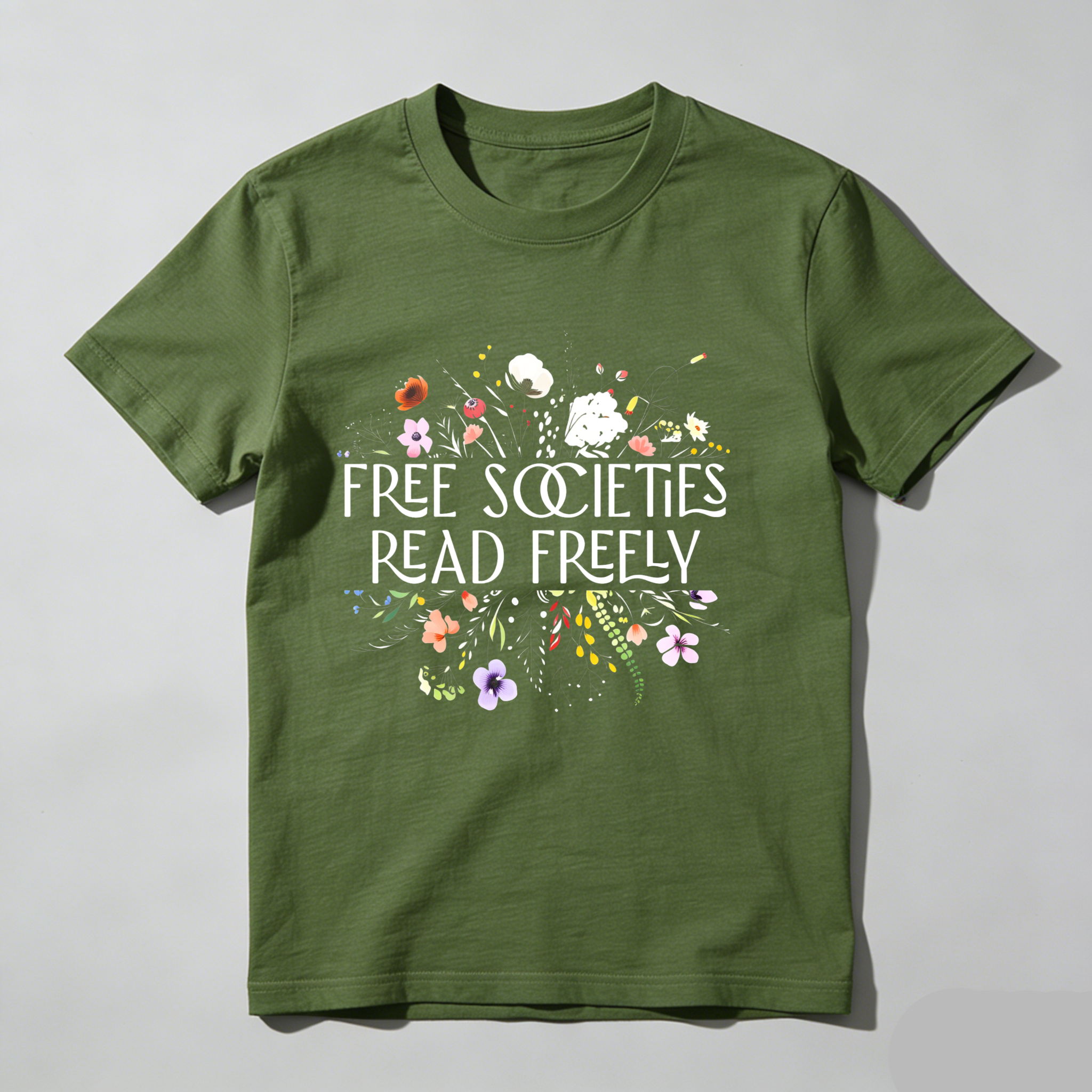 Dorawear™ Free Societies Read Freely Floral Design T Shirt