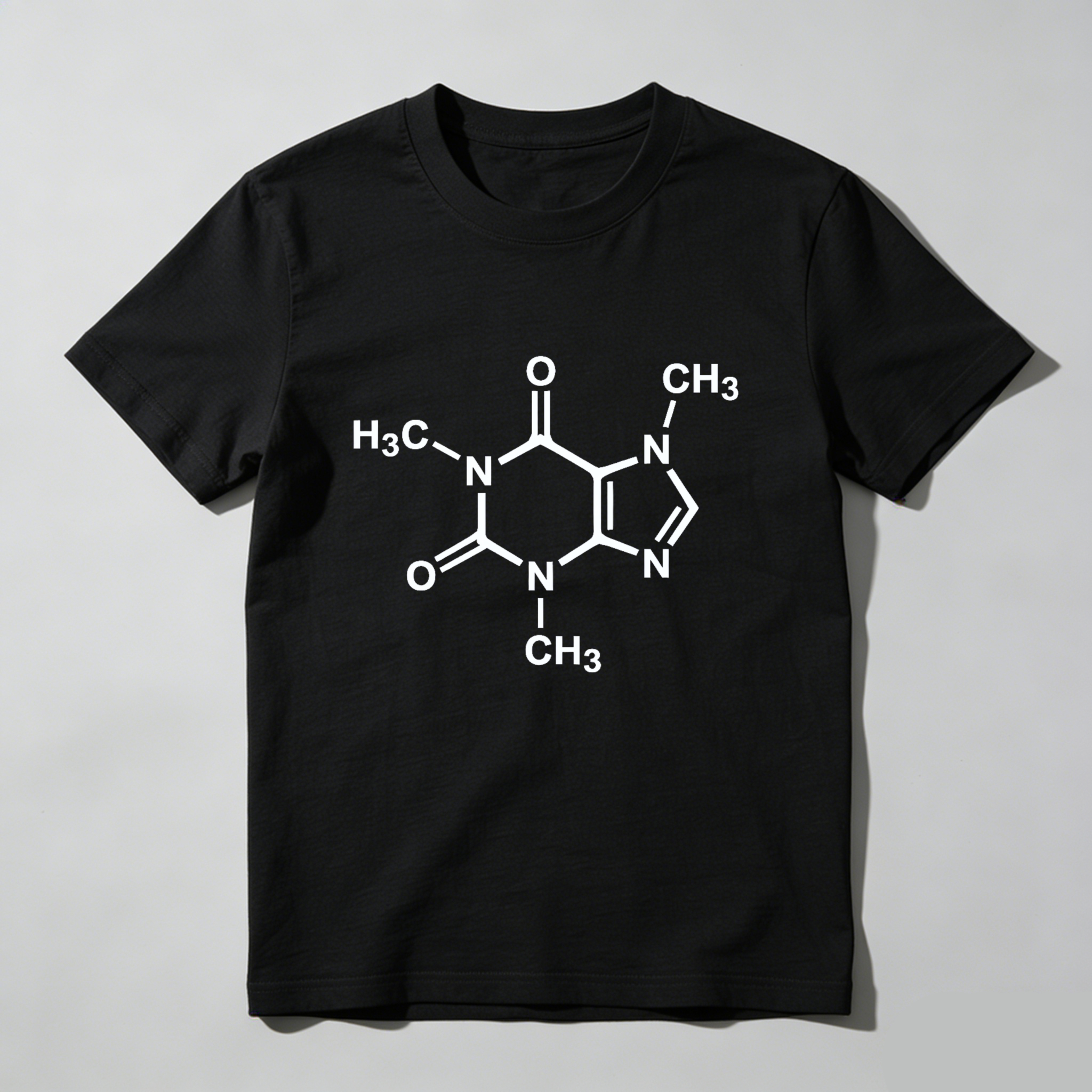 Dorawear™ Caffeine Molecule Design Pure Cotton Short Sleeve T Shirt-Dorawear