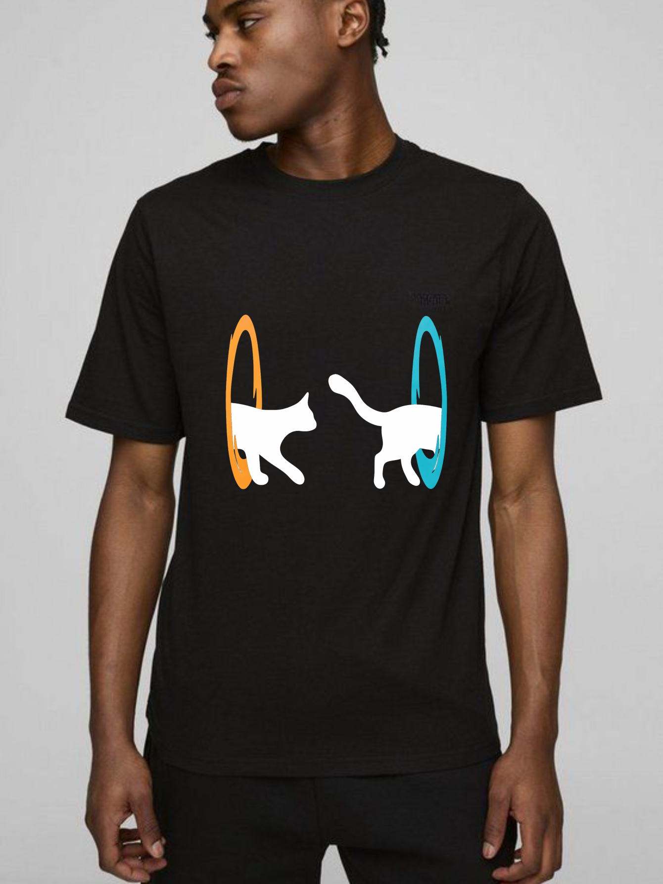 Dorawear™ Orange Circle Black Cat Blue Circle T Shirt