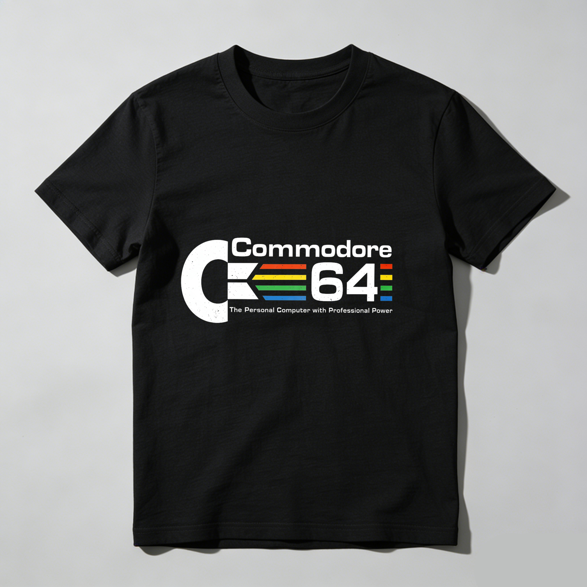 Dorawear™ Commodore C64 Logo With Rainbow Stripes T Shirt