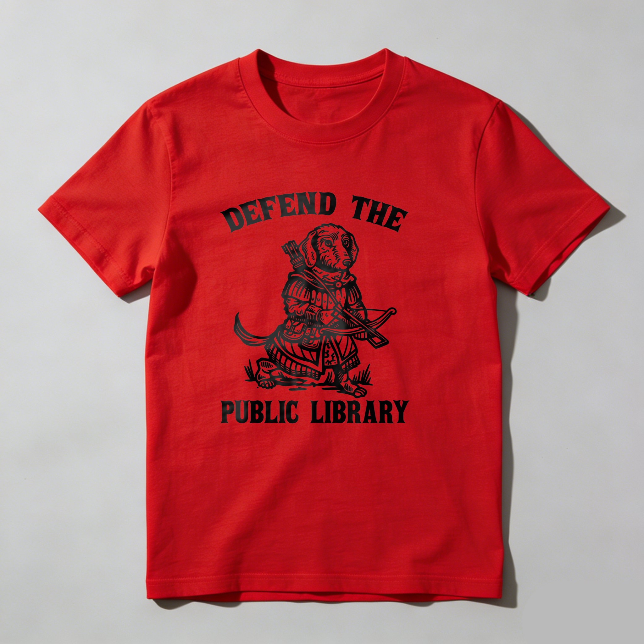 Dorawear™ Defend The Public Library Dog With Sword T Shirt