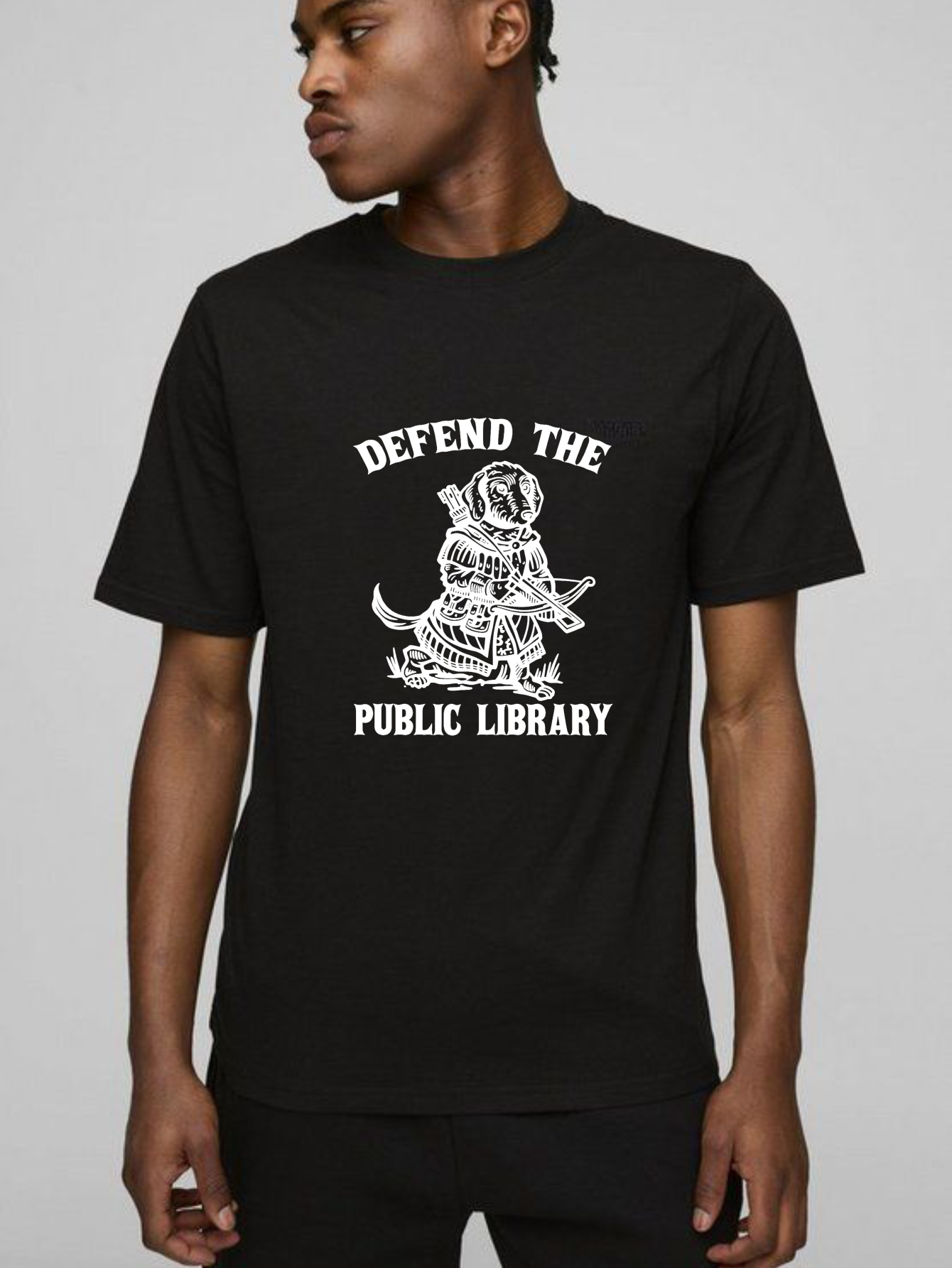 Dorawear™ Defend The Public Library Dog With Sword T Shirt