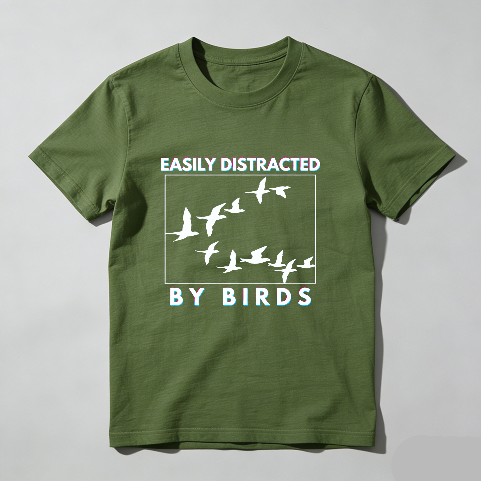 Dorawear Easily Distracted By Birds Pure Cotton Short Sleeve T Shirt