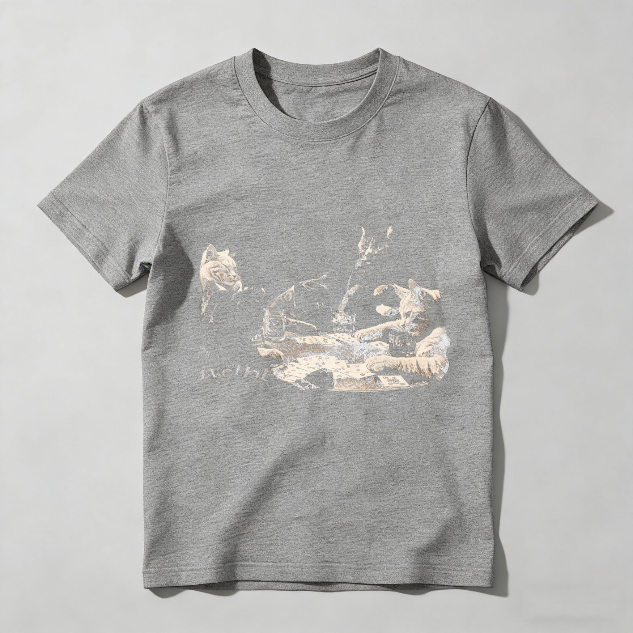 Dorawear™ Cats Playing Cards With Wine And Cheese T Shirt