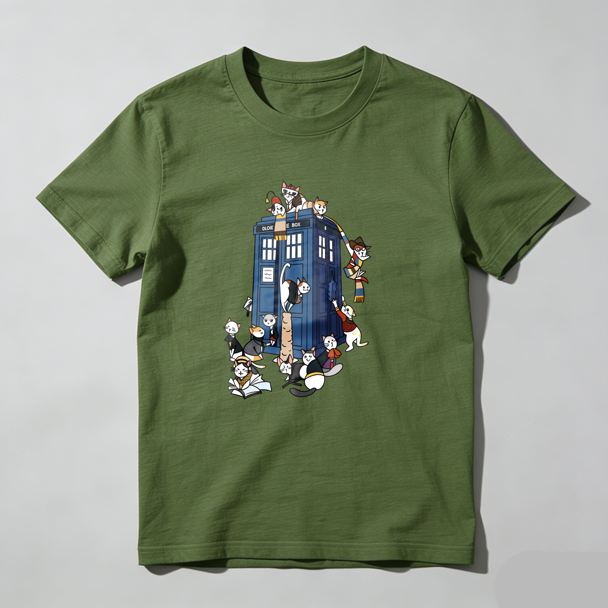 Dorawear™ Cats Surrounding Blue Police Box T Shirt