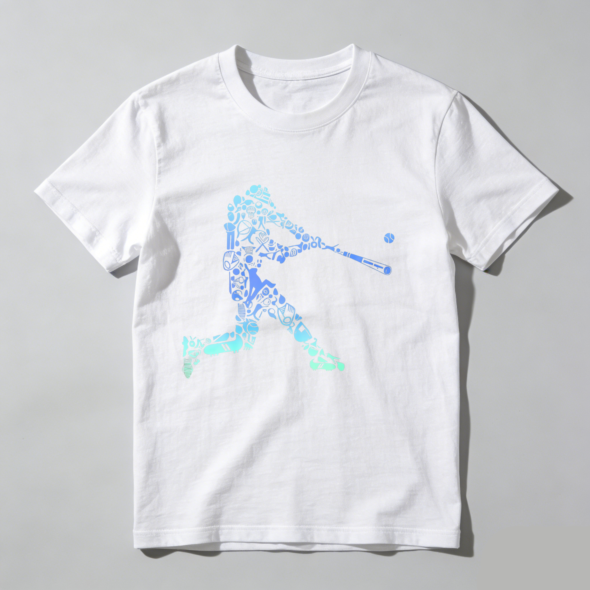 Dorawear™ Baseball Player Silhouette With Tools And Equipment  T Shirt