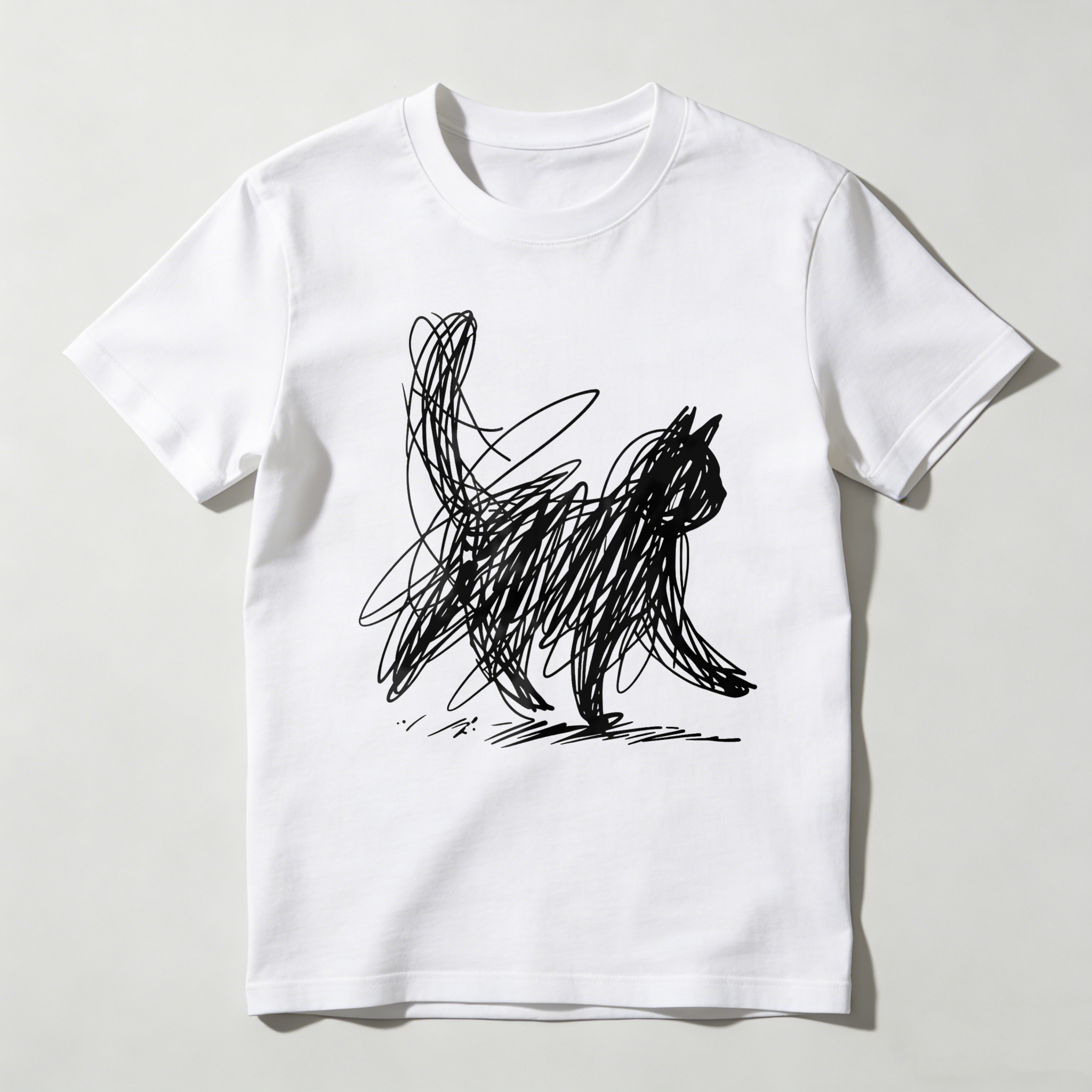 Dorawear™ Abstract Cat Sketch Art Design Print T Shirt