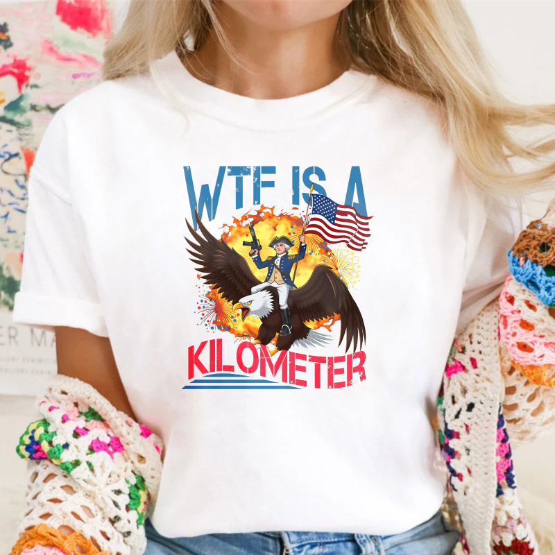 Wtf Is A Kilometer Eagle And American Flag Design Unisex Classic T-shirt