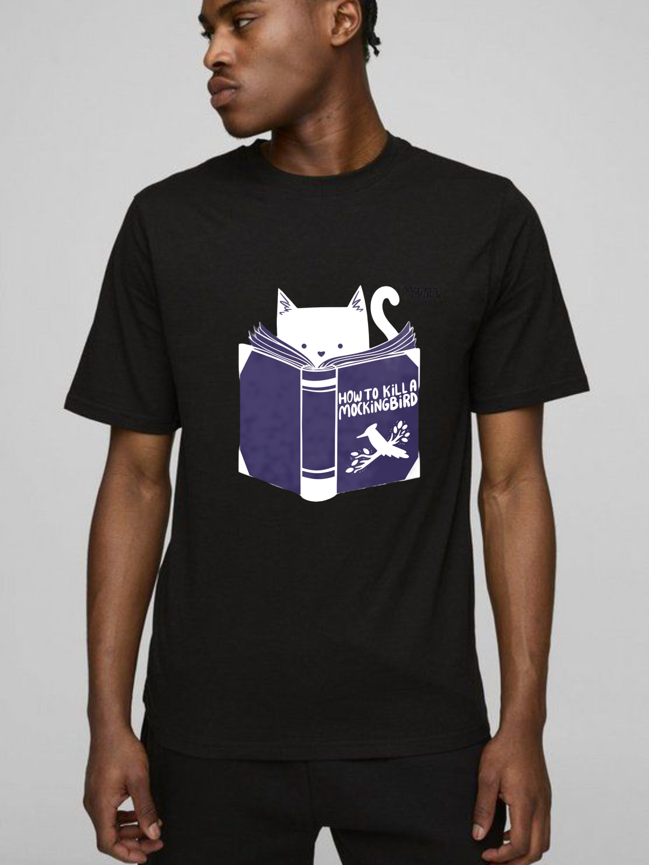 Dorawear™ Cat Reading Book With Mockingbird Title T Shirt