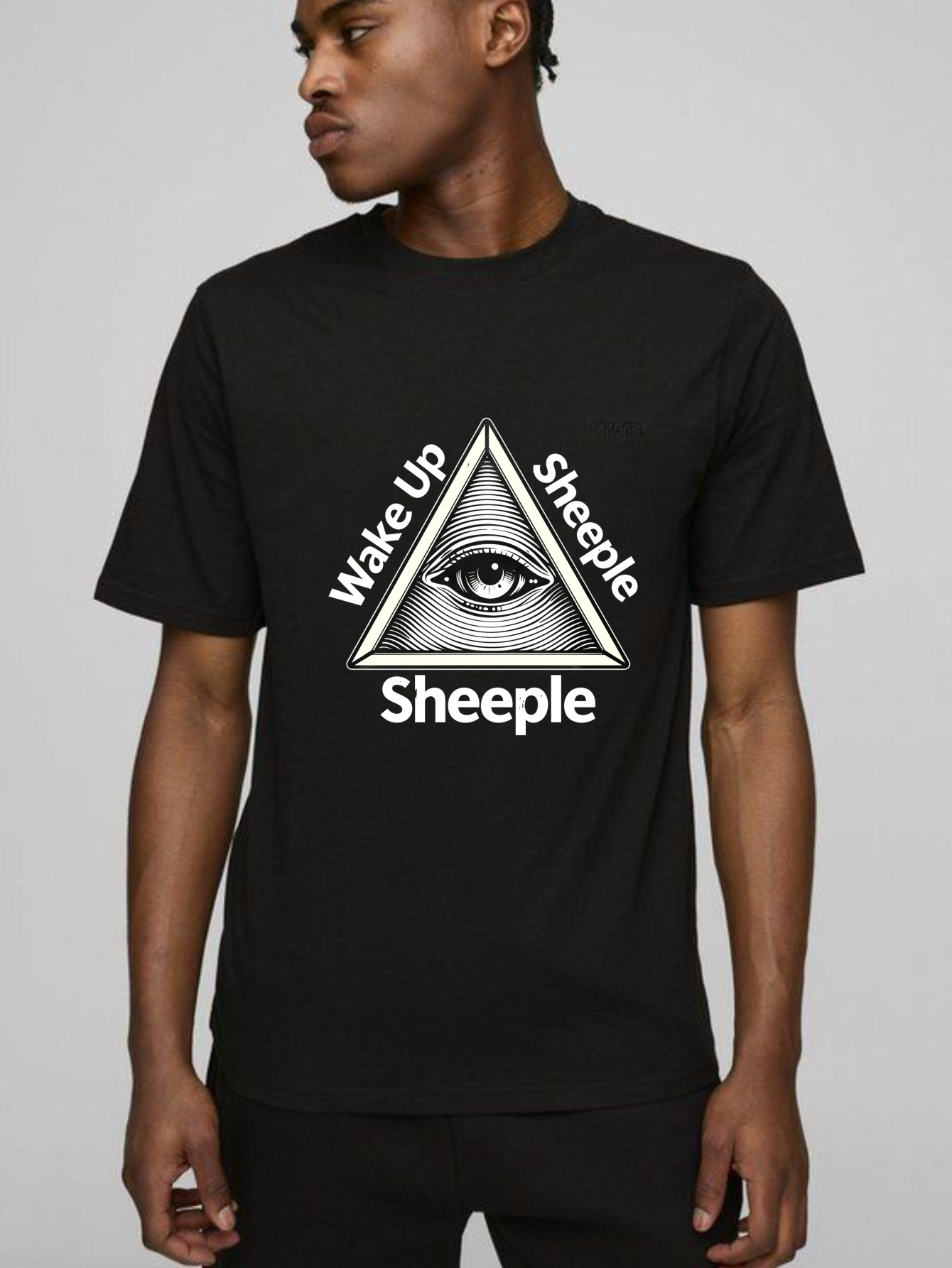 Dorawear™Wake Up Sheeple Eye Pyramid Design  T Shirt