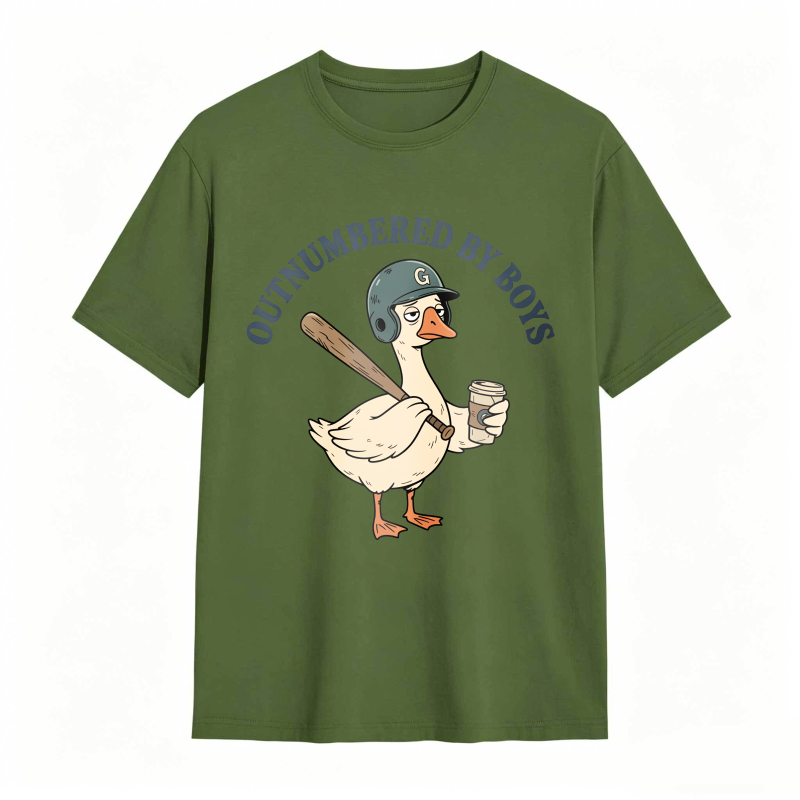 Dorawear™Duck Holding Baseball Bat And Coffee Cup Outnumbered By Boys Unisex Classic T-shirt