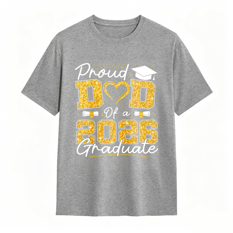 Dorawear™ Proud Dad Of A 2026 Graduate Graduation Cap Heart And Bow Tie Design Unisex Classic T-shirt