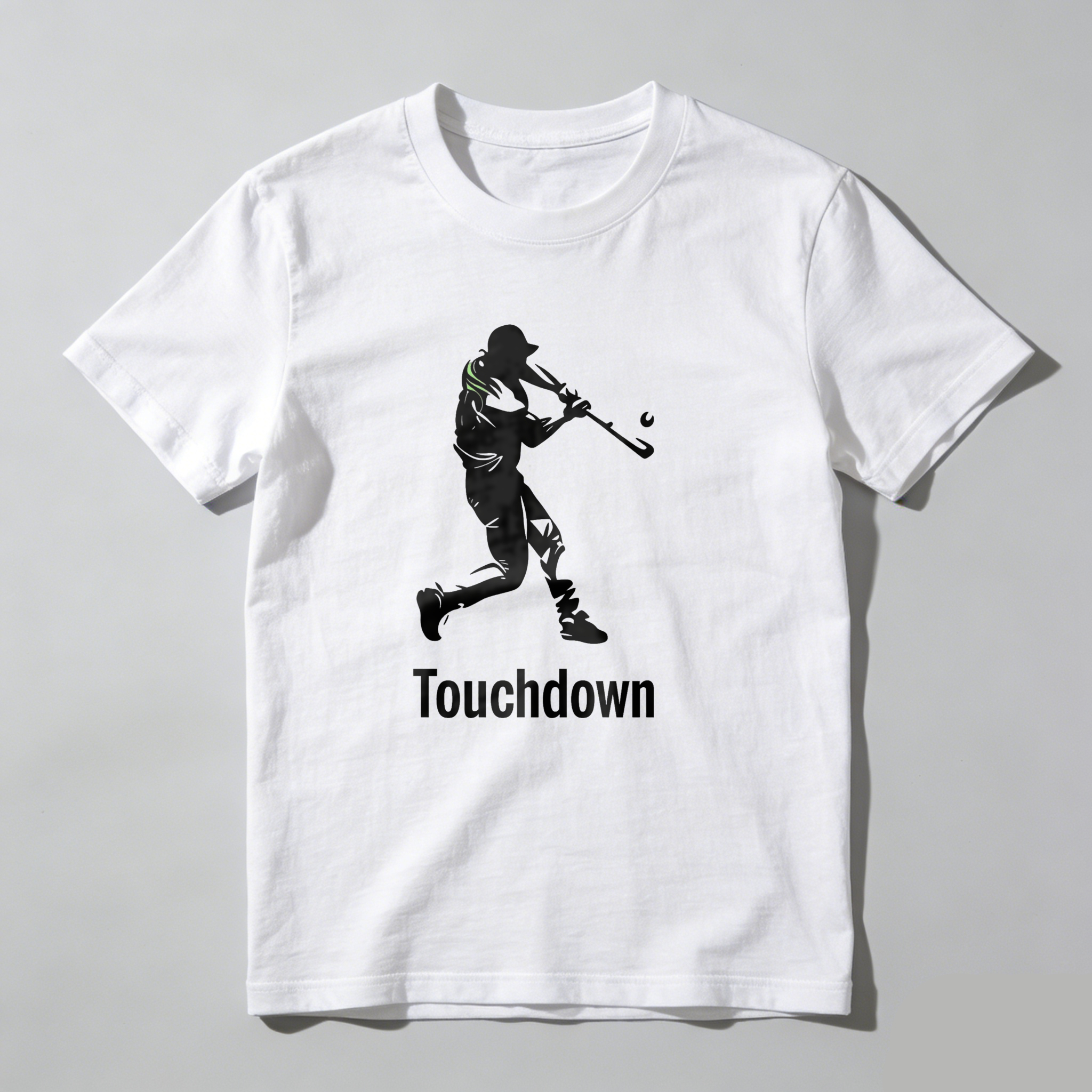 Dorawear™ Cricket Player Batting Silhouette Touchdown Text  T Shirt