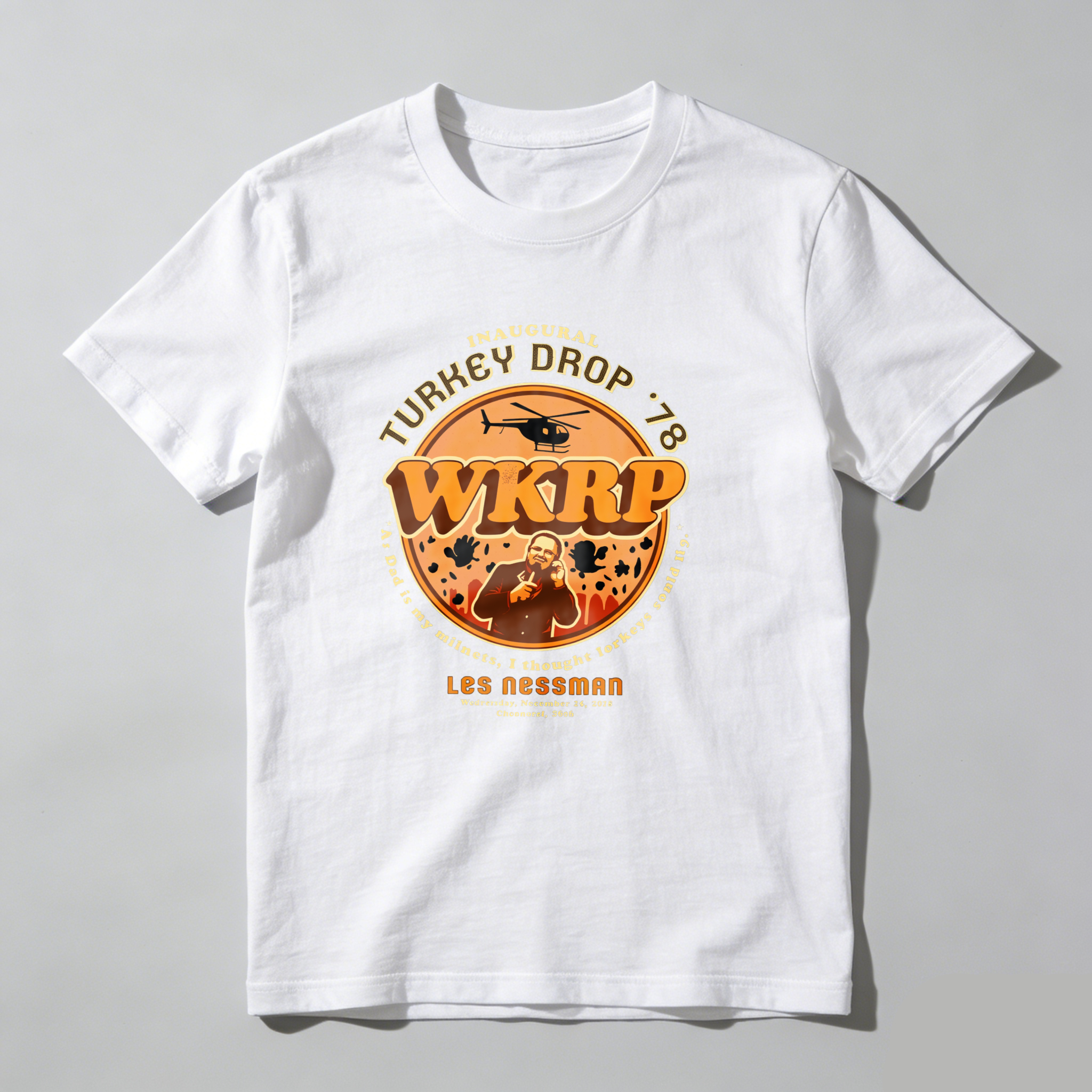 Dorawear™ Inaugural Turkey Drop 78 Wkrp Les Nessman T Shirt