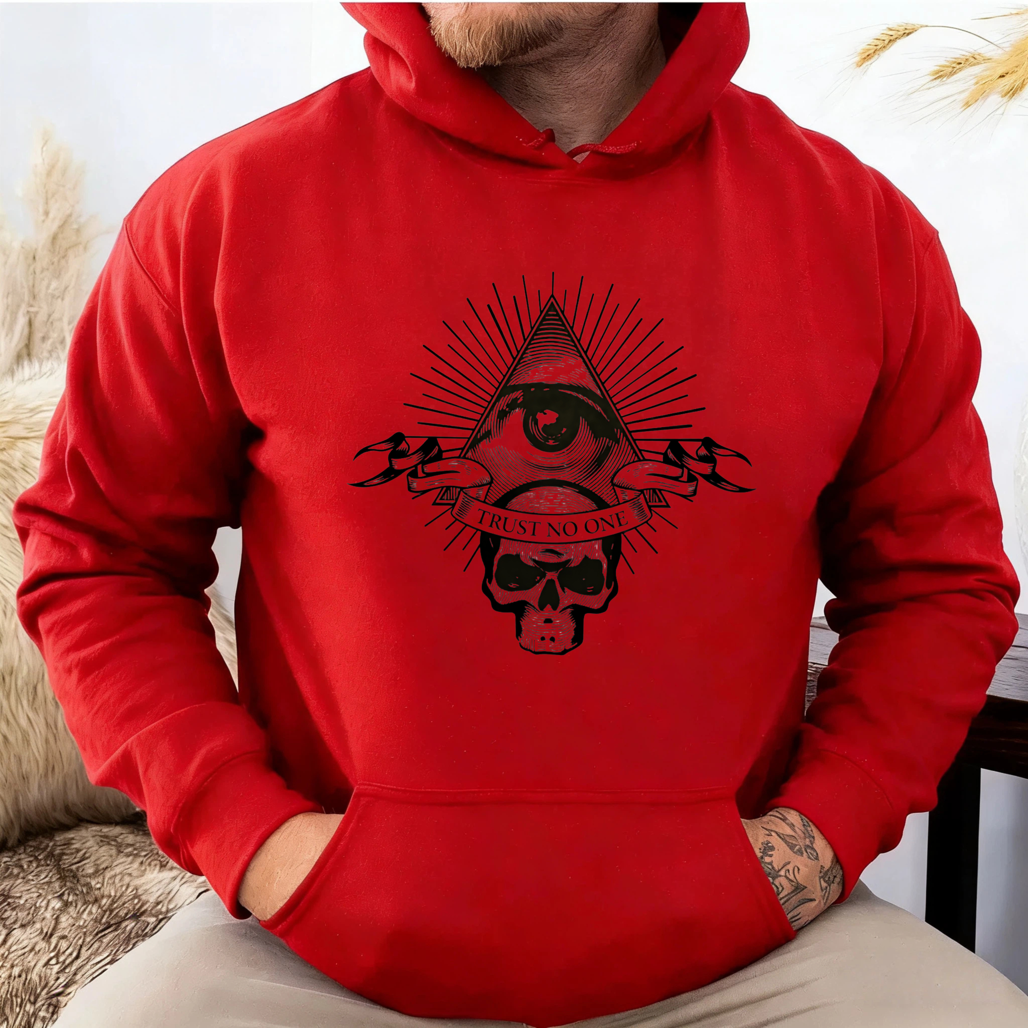 Dorawear™ Trust No One Skull And All Seeing Eye Hoodie Black Sweatshirt With Graphic Design For Men And Women Streetwear Fashion Statement Piece-Dorawear