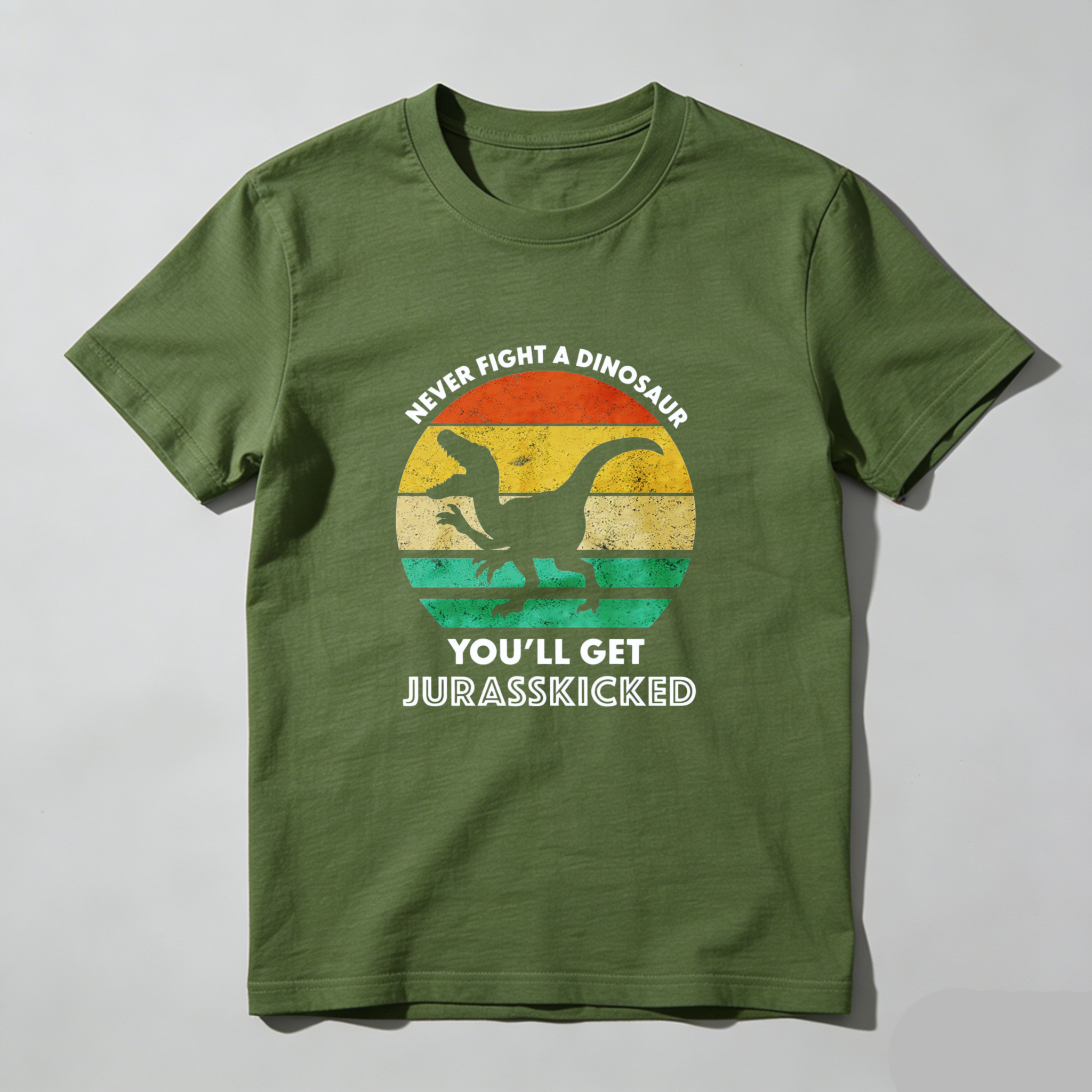 Dorawear™ Never Fight A Dinosaur Youll Get Jurasskicked Pure Cotton Short Sleeve T Shirt-Dorawear