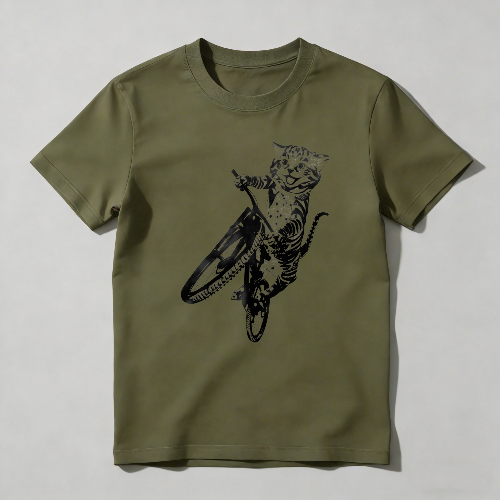 Dorawear™ Cat Riding Bicycle With Stars And Stripes T Shirt