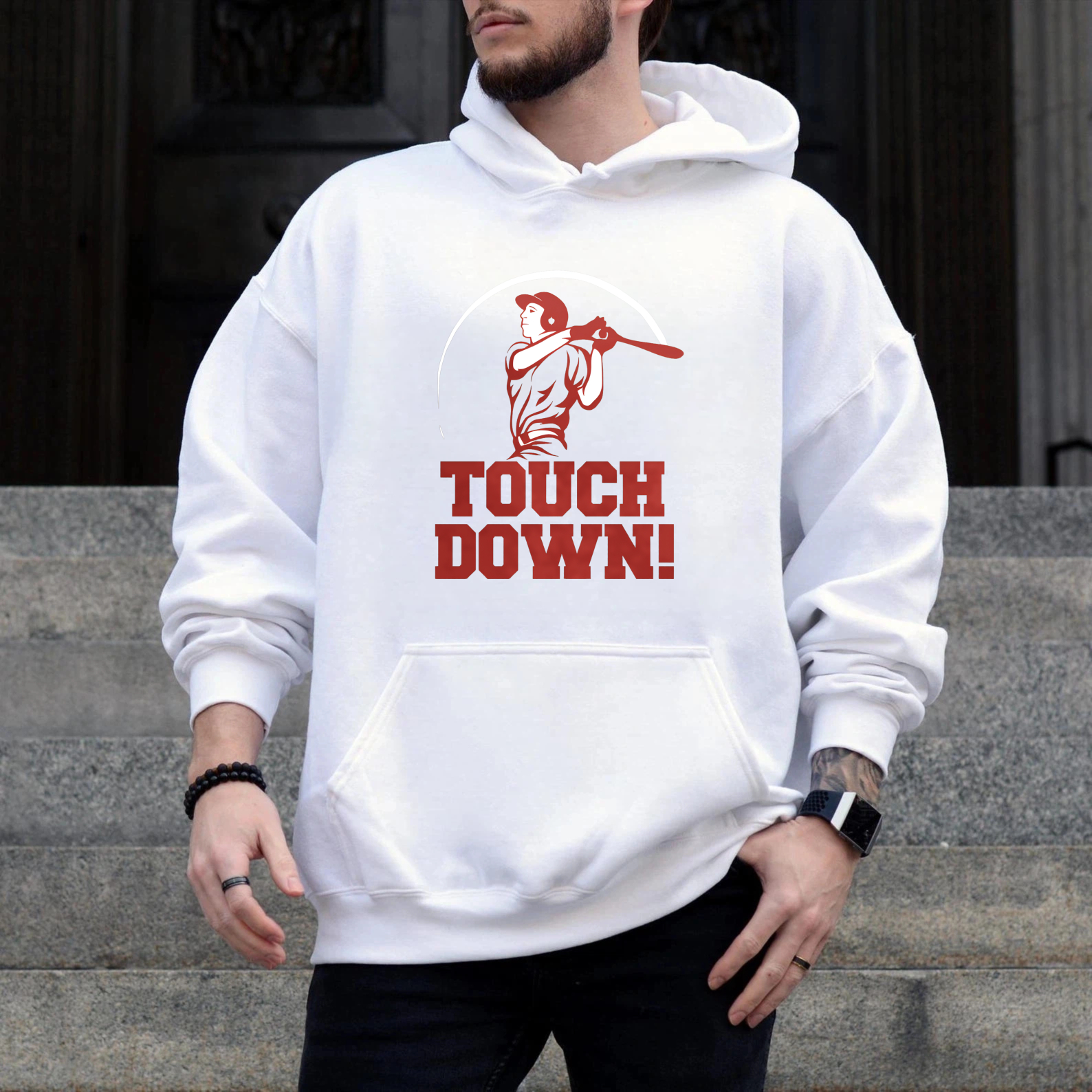 Dorawear™ Touch Down Baseball Player Hoodie Sport Design Sweatshirt Unisex Casual Wear-Dorawear